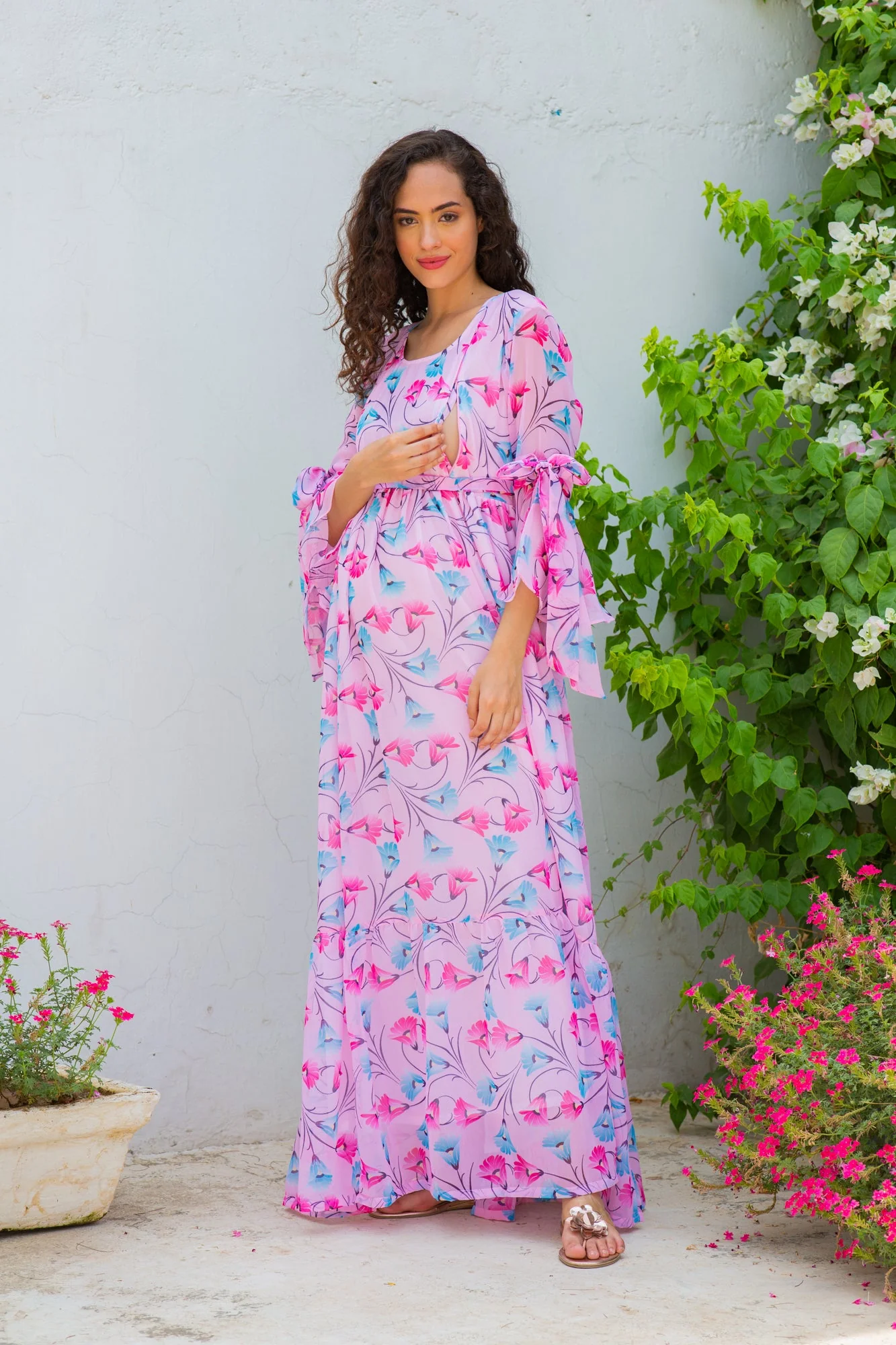 Taffy Blooming Maternity & Nursing Frill Dress - Chenance