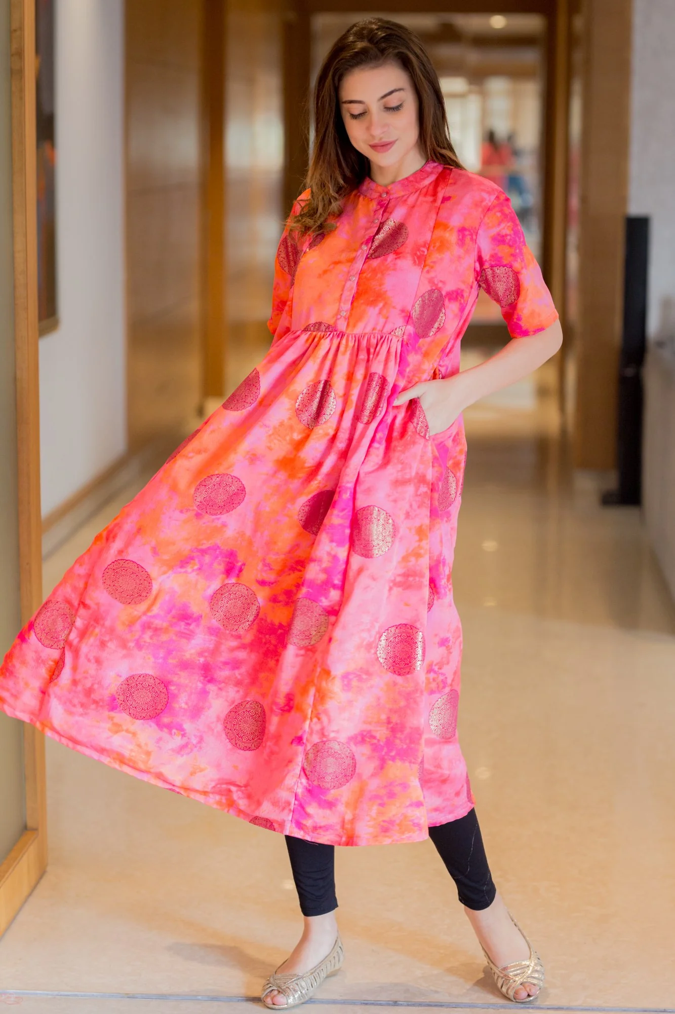 Shades of Pink Classic Maternity and Nursing Kurta - Chenance