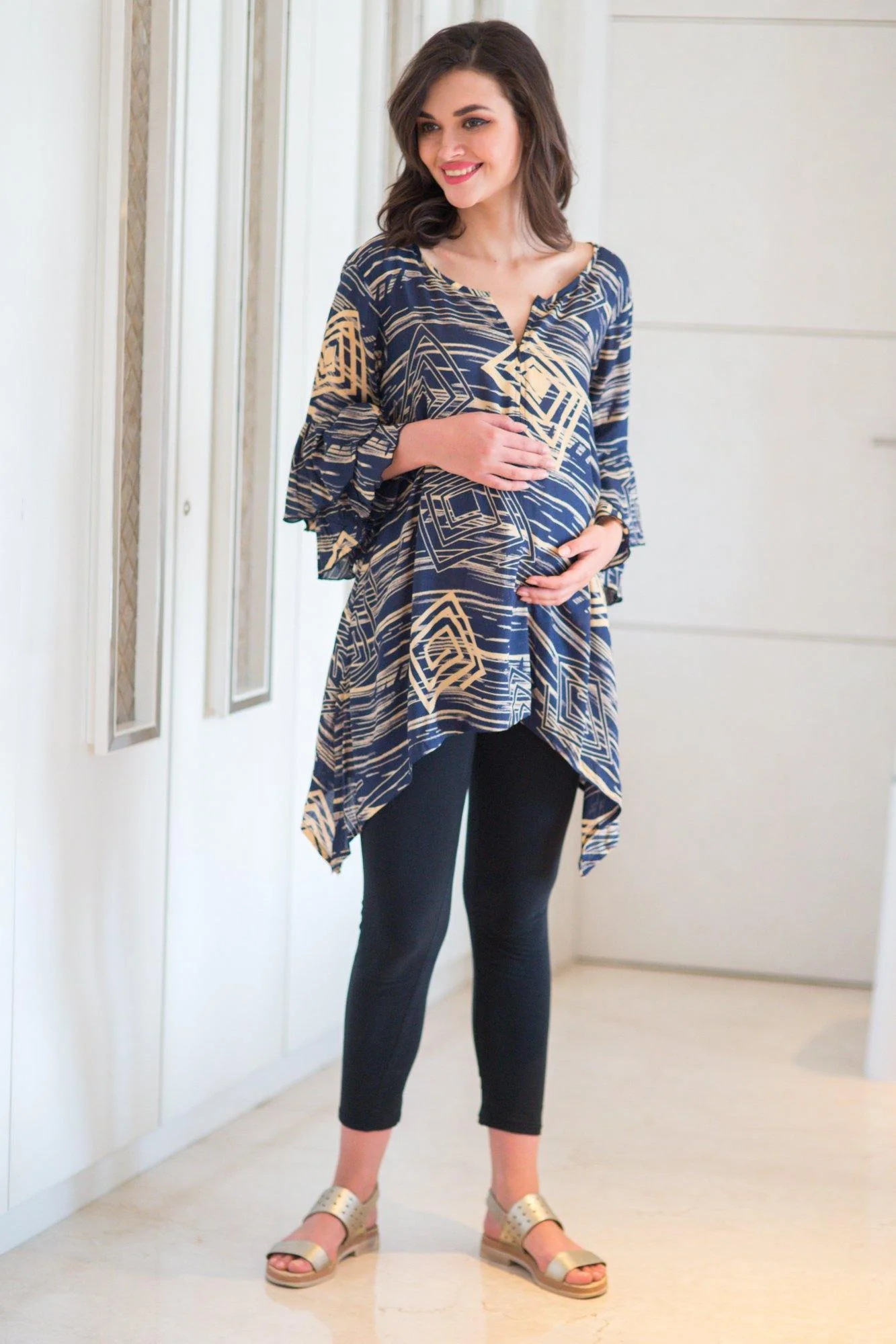 Abstract Indigo Maternity & Nursing Top - Chenance