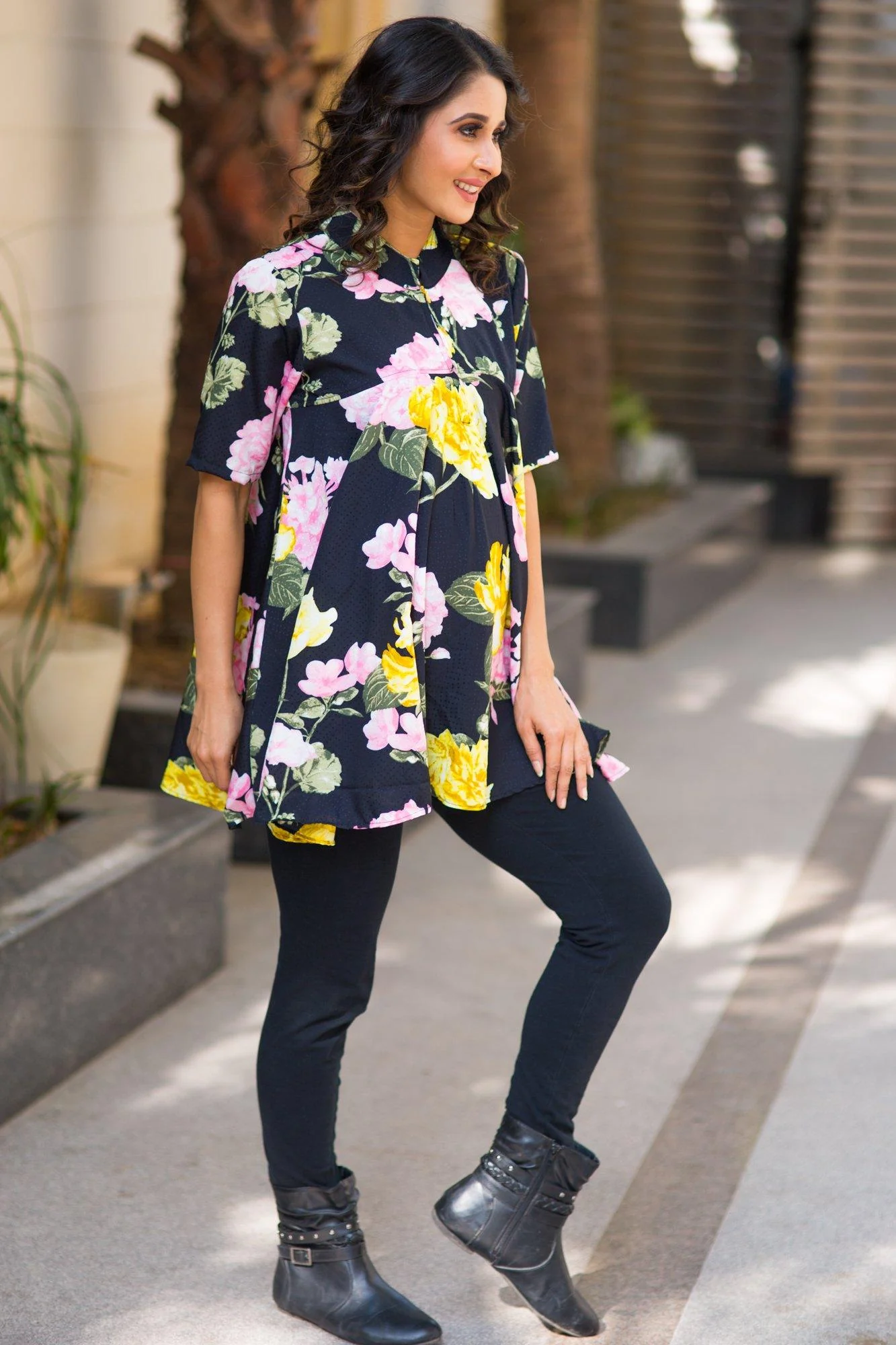 Ebony Floral Flair Nursing Top - Chenance