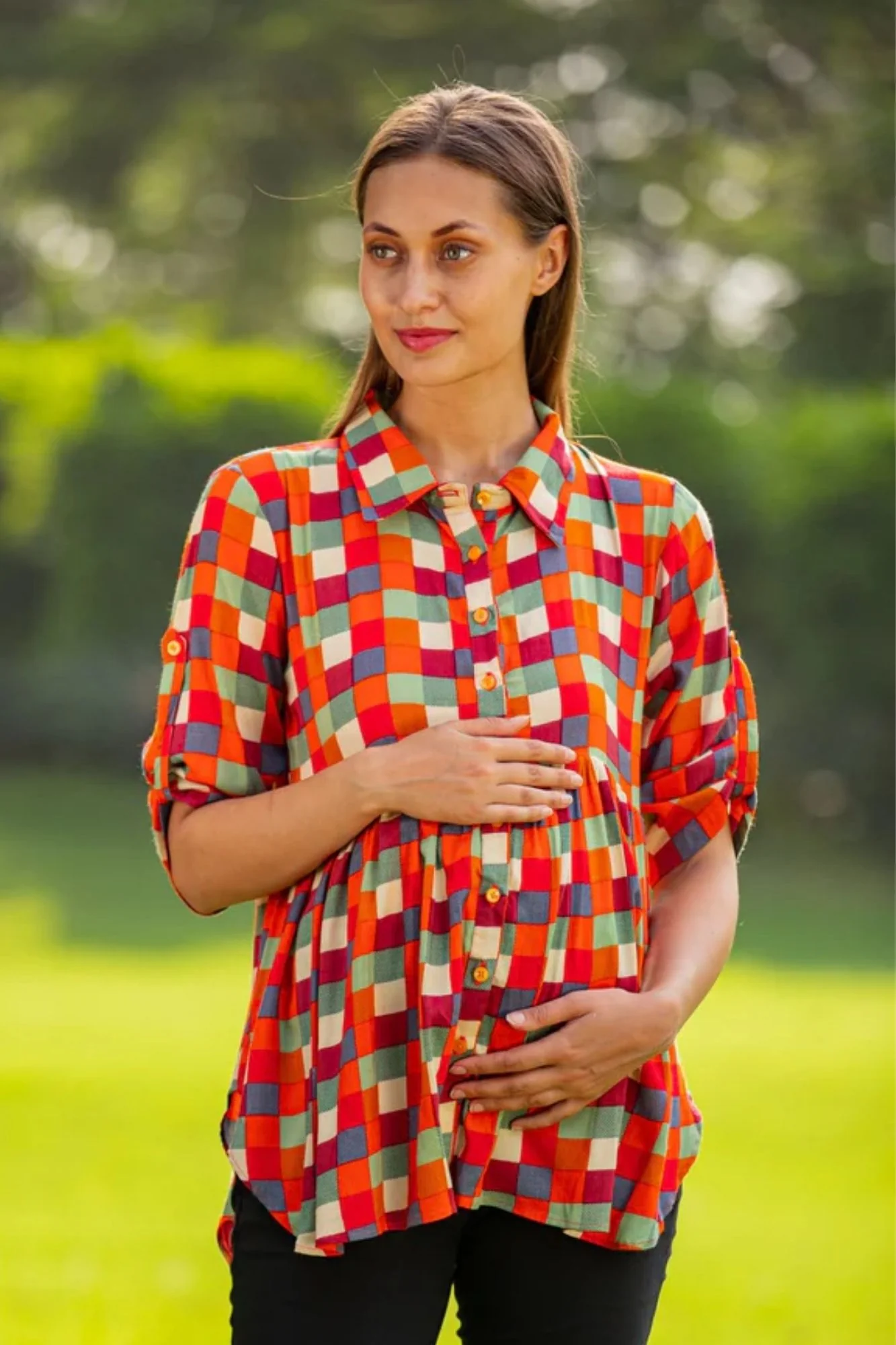 Tangy Gathered Viscose Maternity Shirt - Chenance