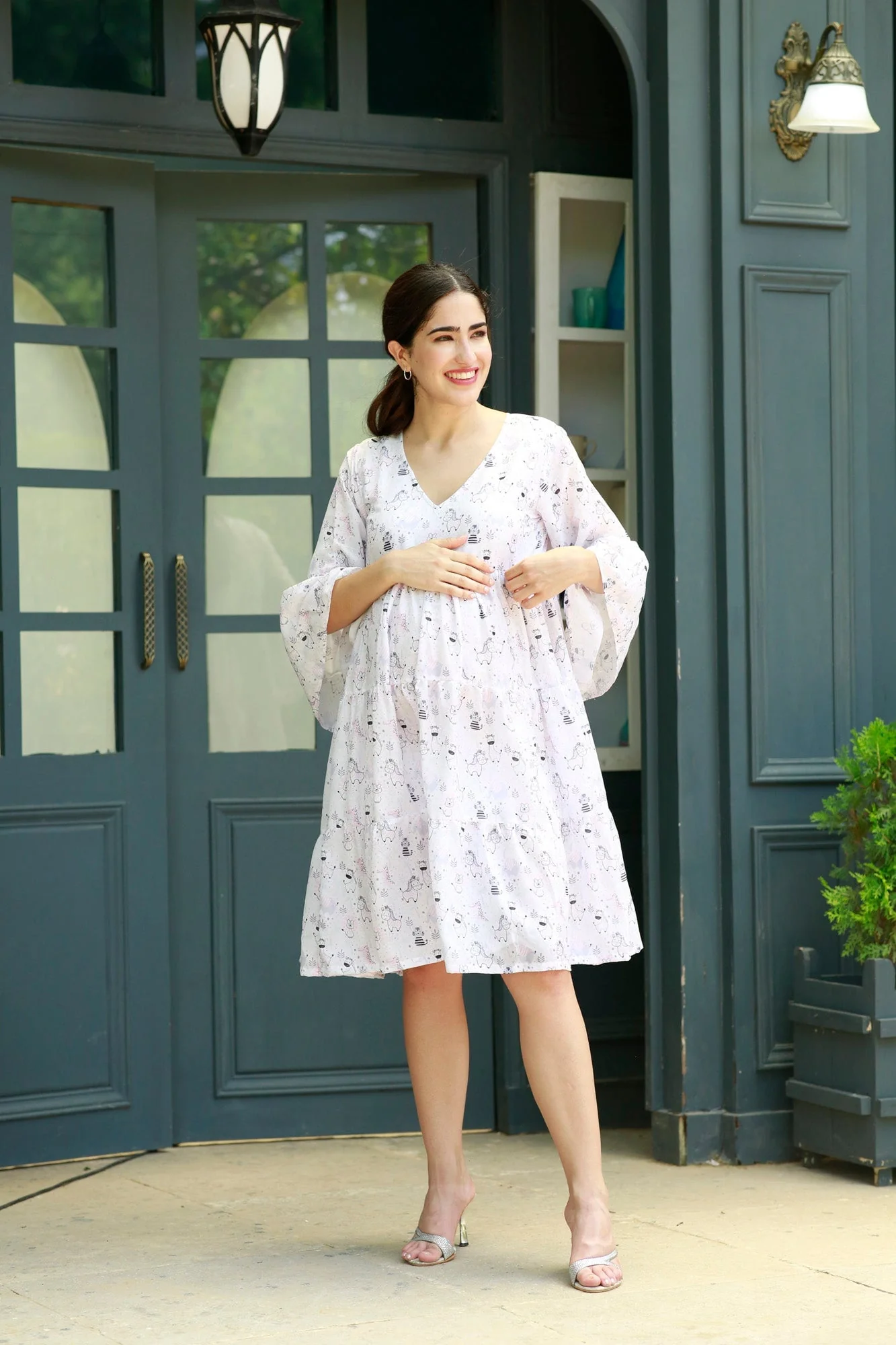 Lovable Cheeky Maternity & Nursing Frill Dress - Chenance