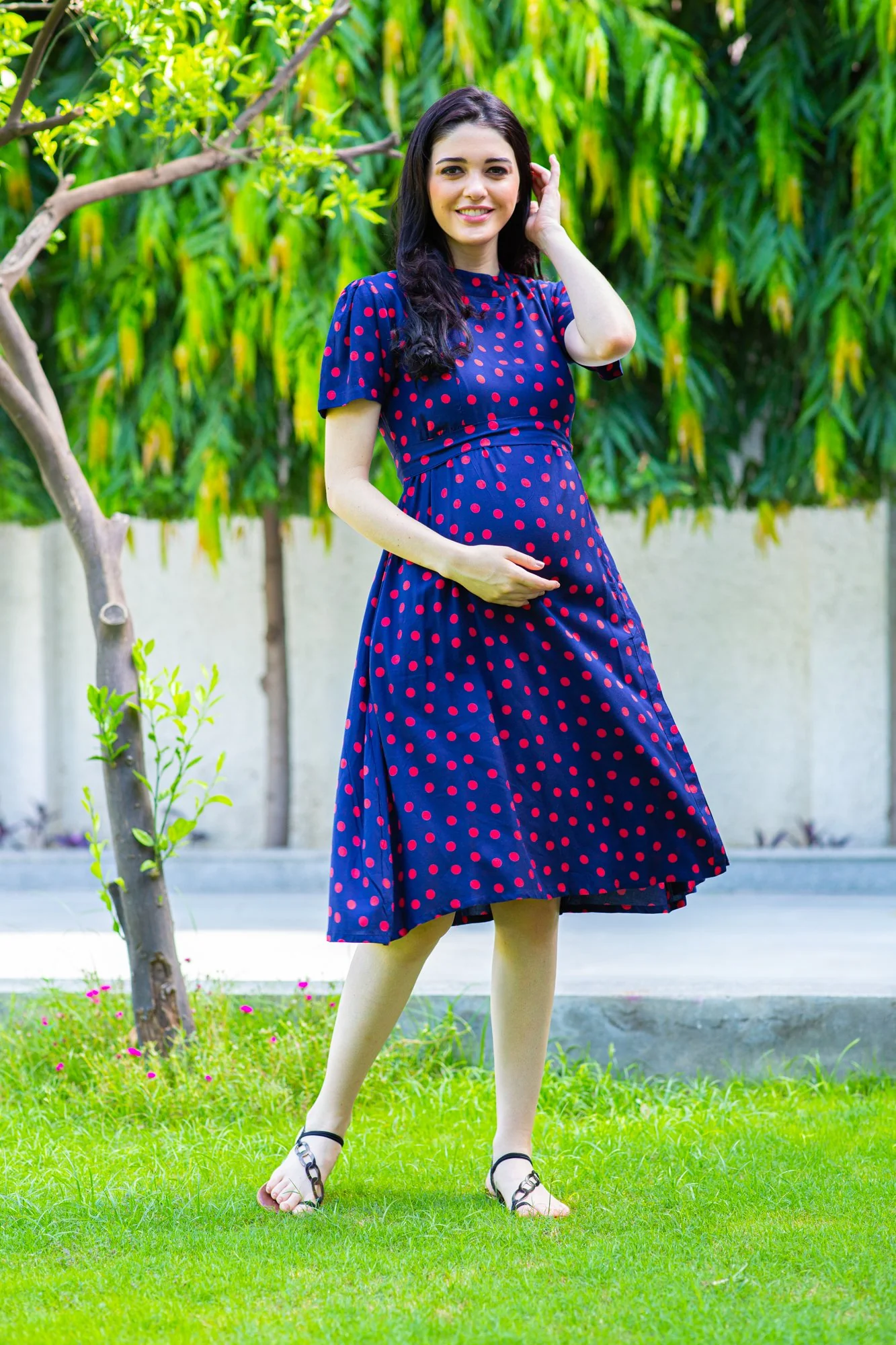 Polka Flair Maternity Dress - Chenance