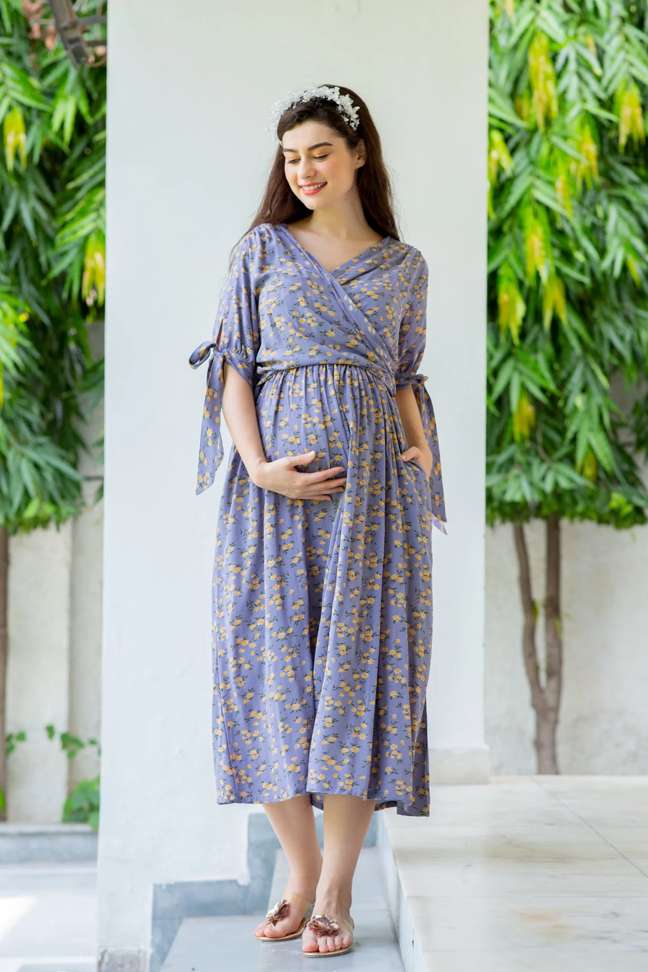 Mulberry Maternity & Nursing Midi Wrap Dress - Chenance