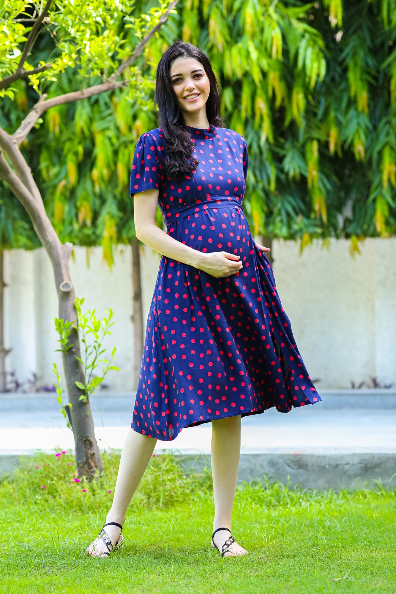 Polka Flair Maternity Dress - Chenance