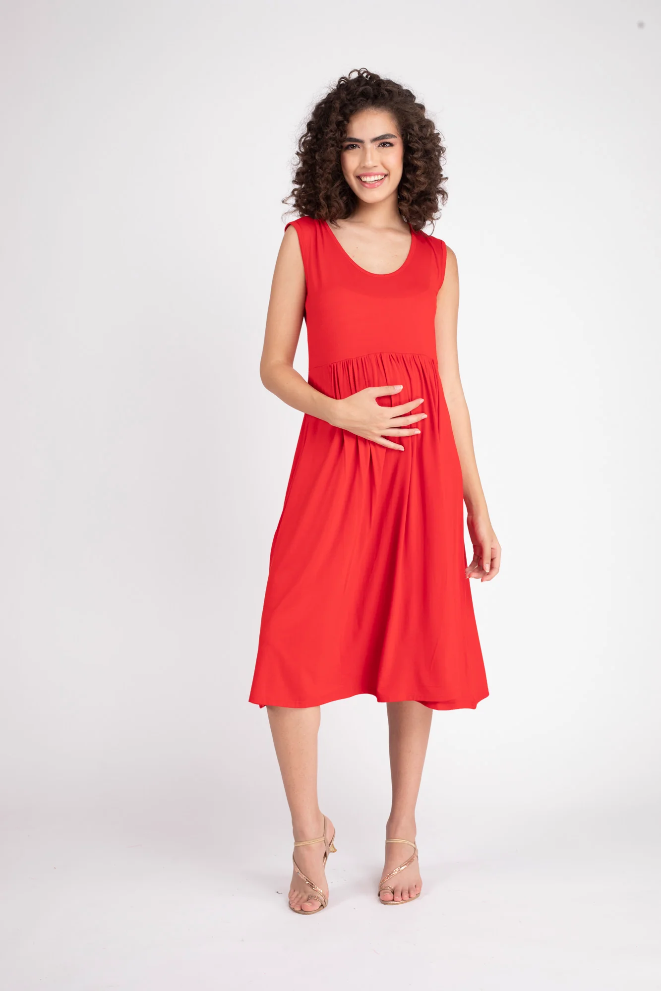 Sizzling Hot Red Maternity Knot Dress + Jacket (2pc) - Chenance