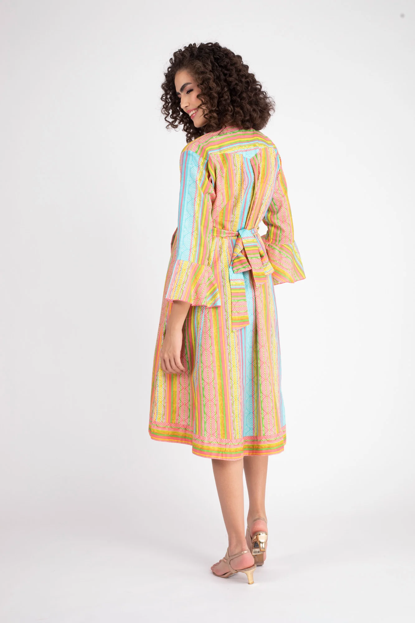 Striped Coral Maternity & Nursing Dress (100% Cotton) - Chenance