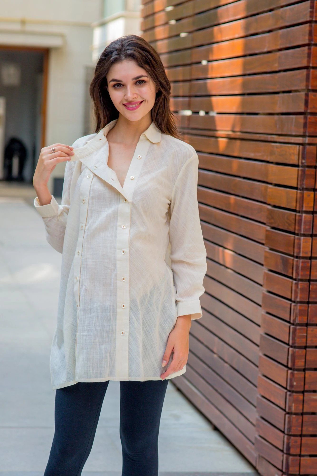 Premium Ivory Double Placket Nursing Shirt - Chenance