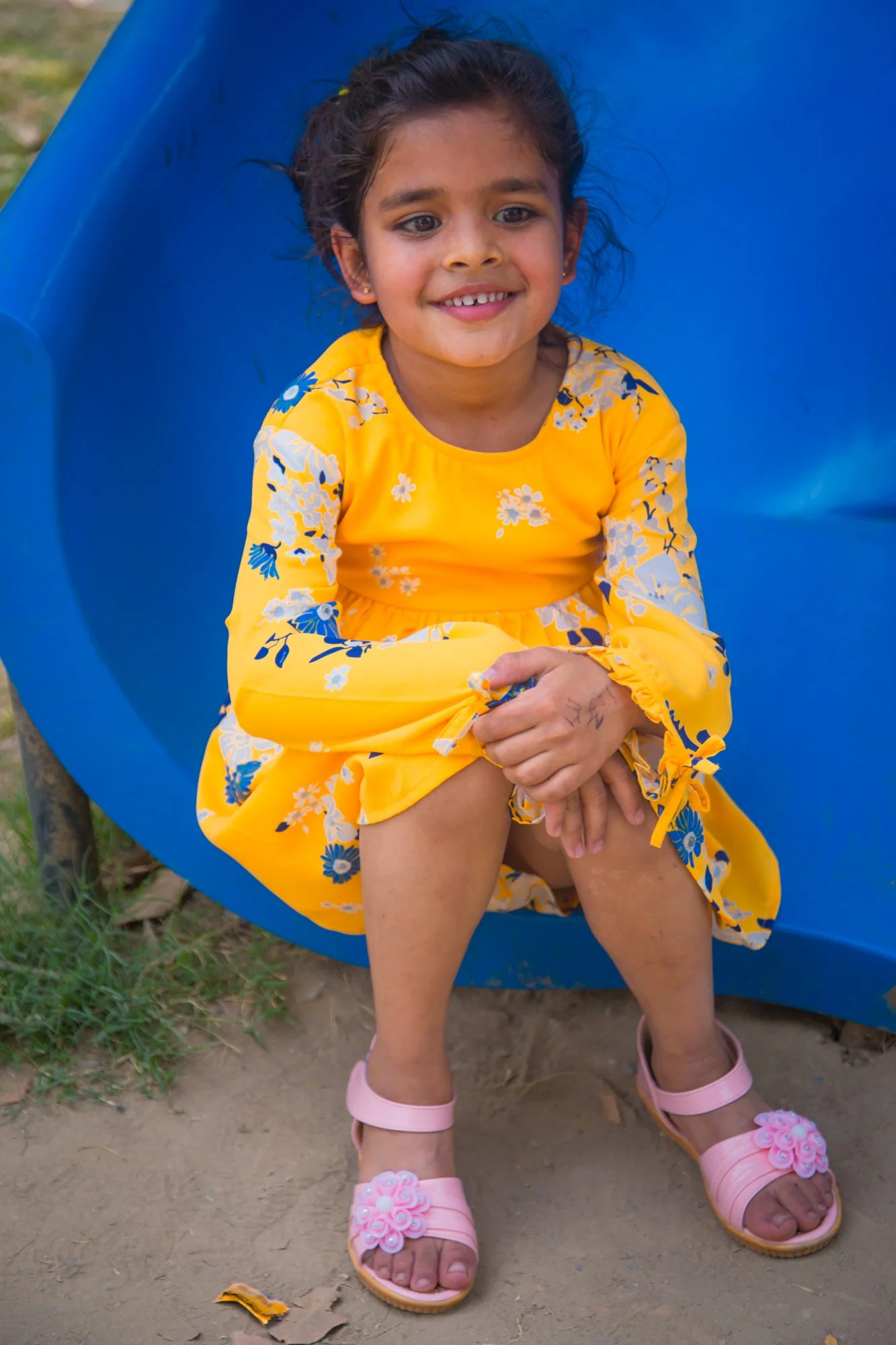 Hello Yellow Back Tie Crepe Dress (1 yr to 8 years) - Chenance