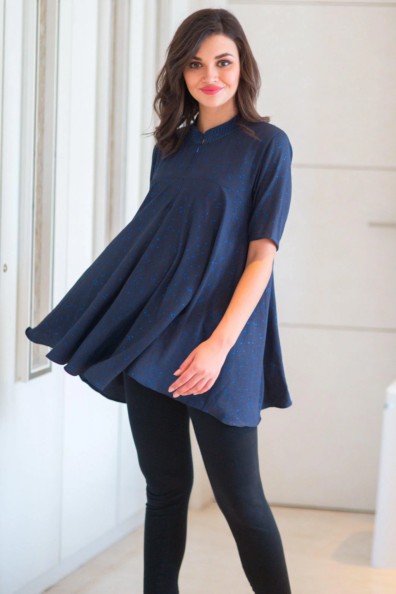 Indigo Shimmer Flair Maternity & Nursing Top - Chenance