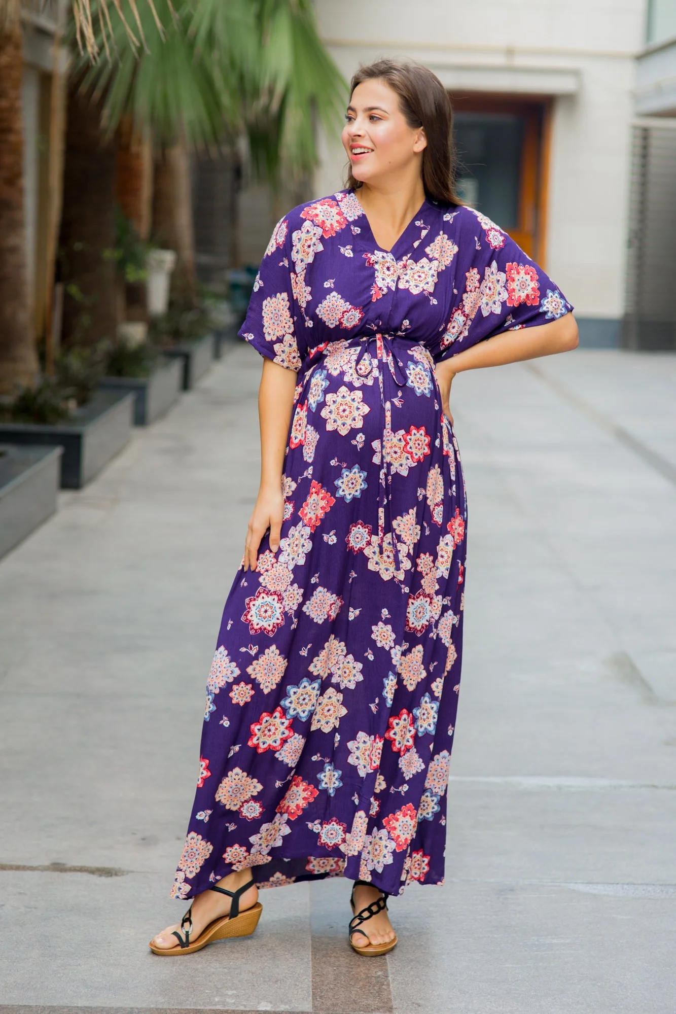 Set of 2 - Kimono Violet Delivery Gown + Matching Baby Swaddle - Chenance