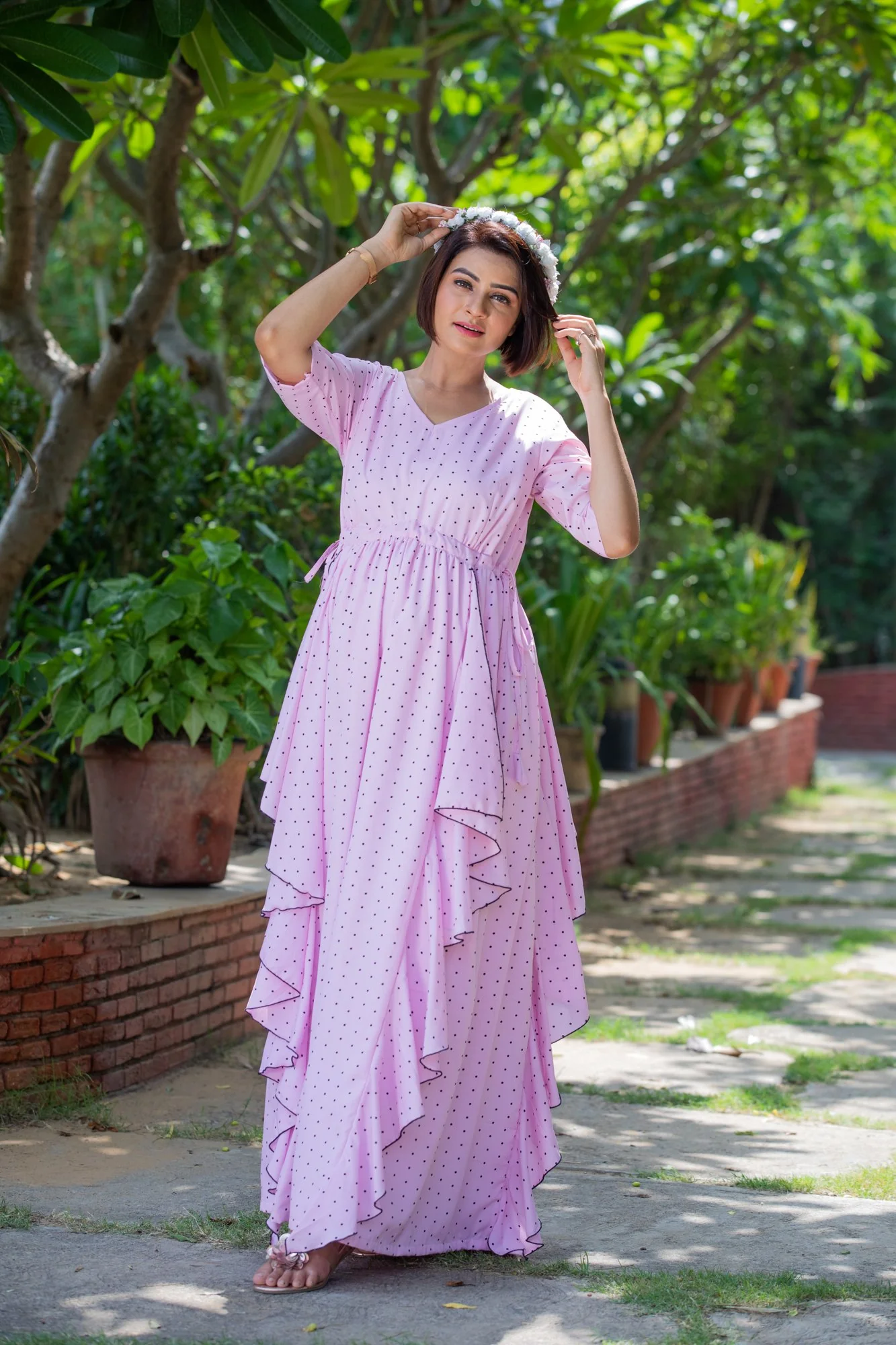 Angelic Baby Polka Maternity Flow Dress - Chenance