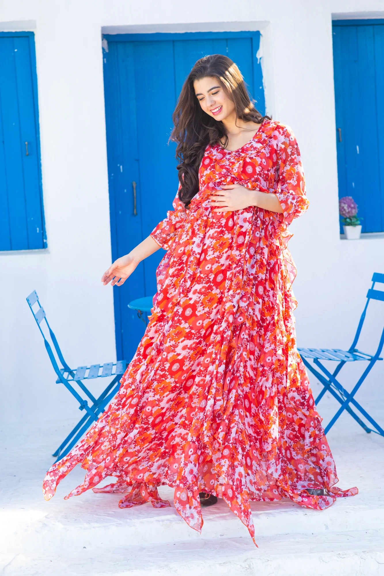 Cascading Cherry Bloom Maternity & Nursing Dress - Chenance