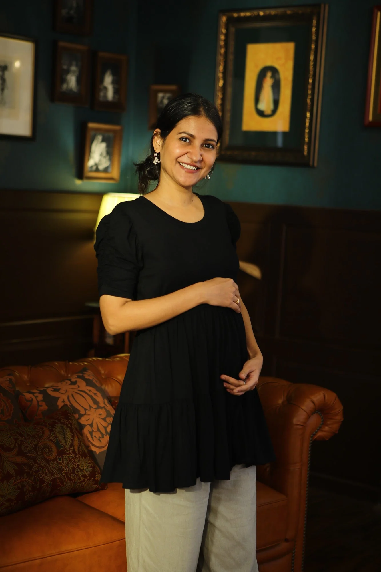 Adorable Swing Black Layered Maternity Top - Chenance