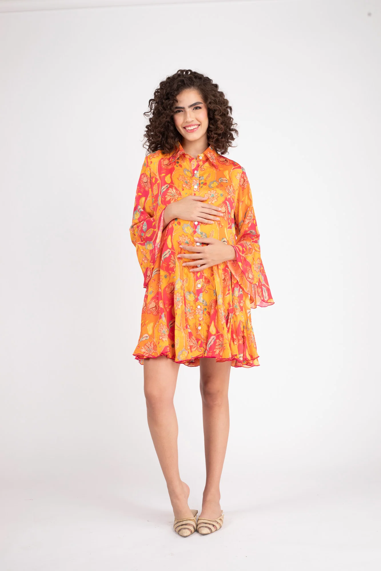 Forever Tangerine Maternity & Nursing Shirt Dress - Chenance