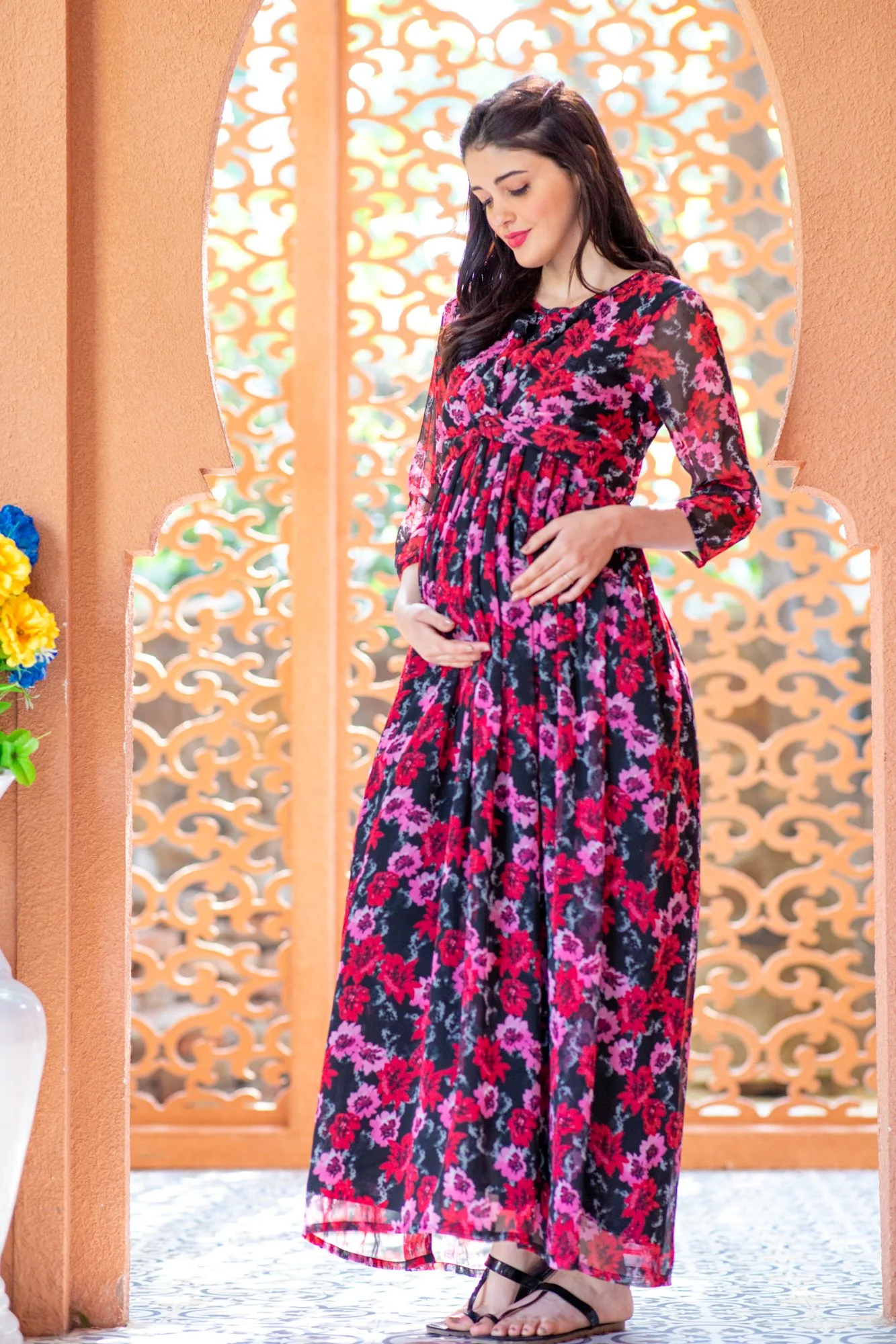 Noir Rose Maternity Knot Dress - Chenance