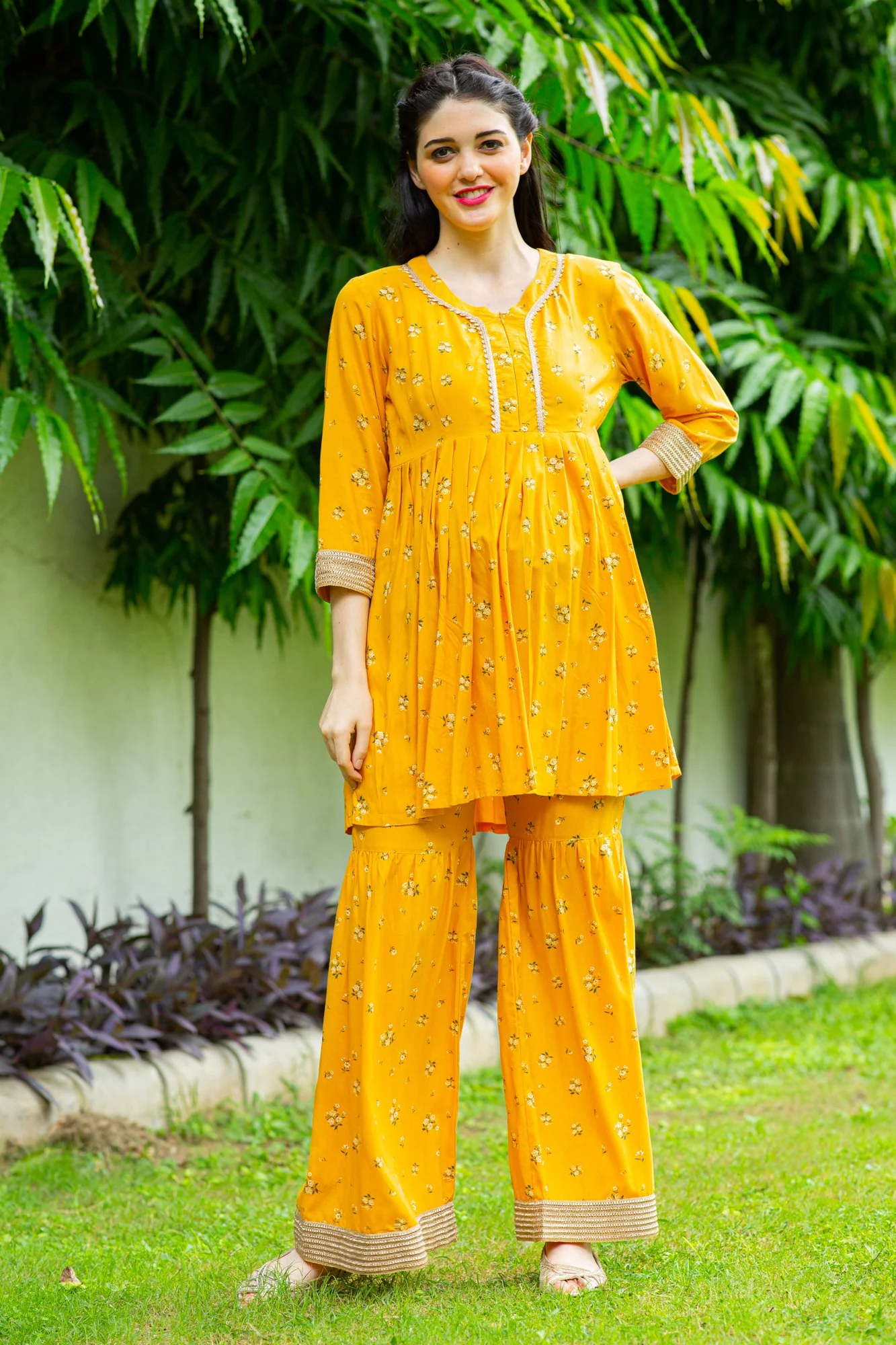 Marigold Yellow Maternity & Nursing Suit Set (2 pc) - Chenance