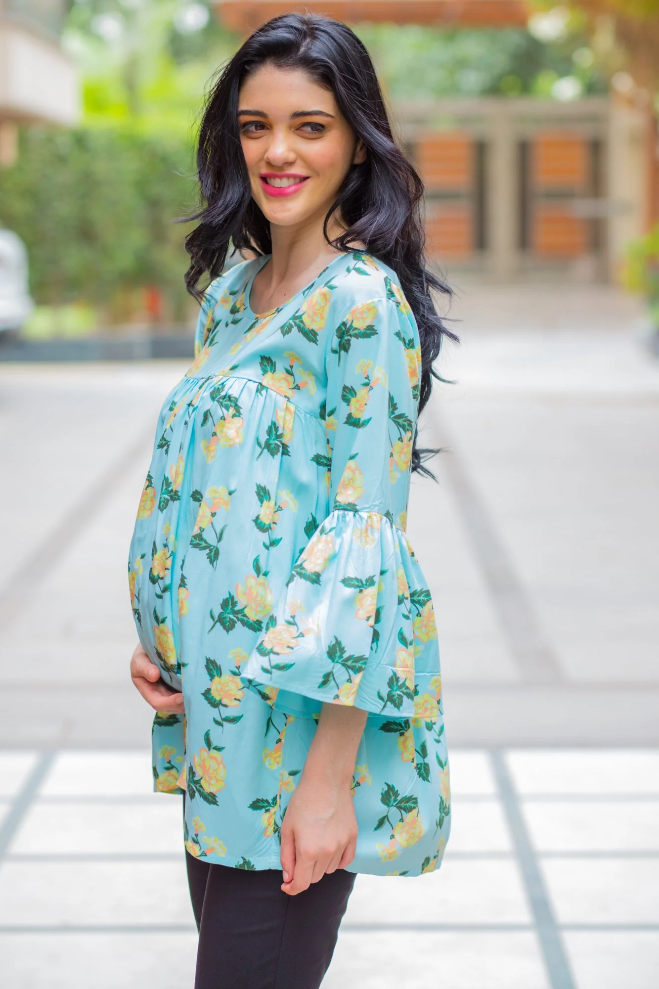 Mint Yellow Bloom Maternity Top - Chenance