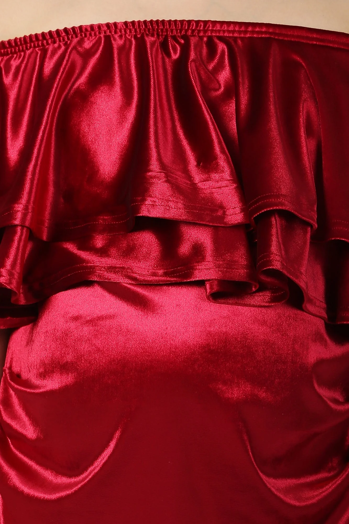 Red Sizzling Off -Shoulder Maternity Knee Dress - Chenance