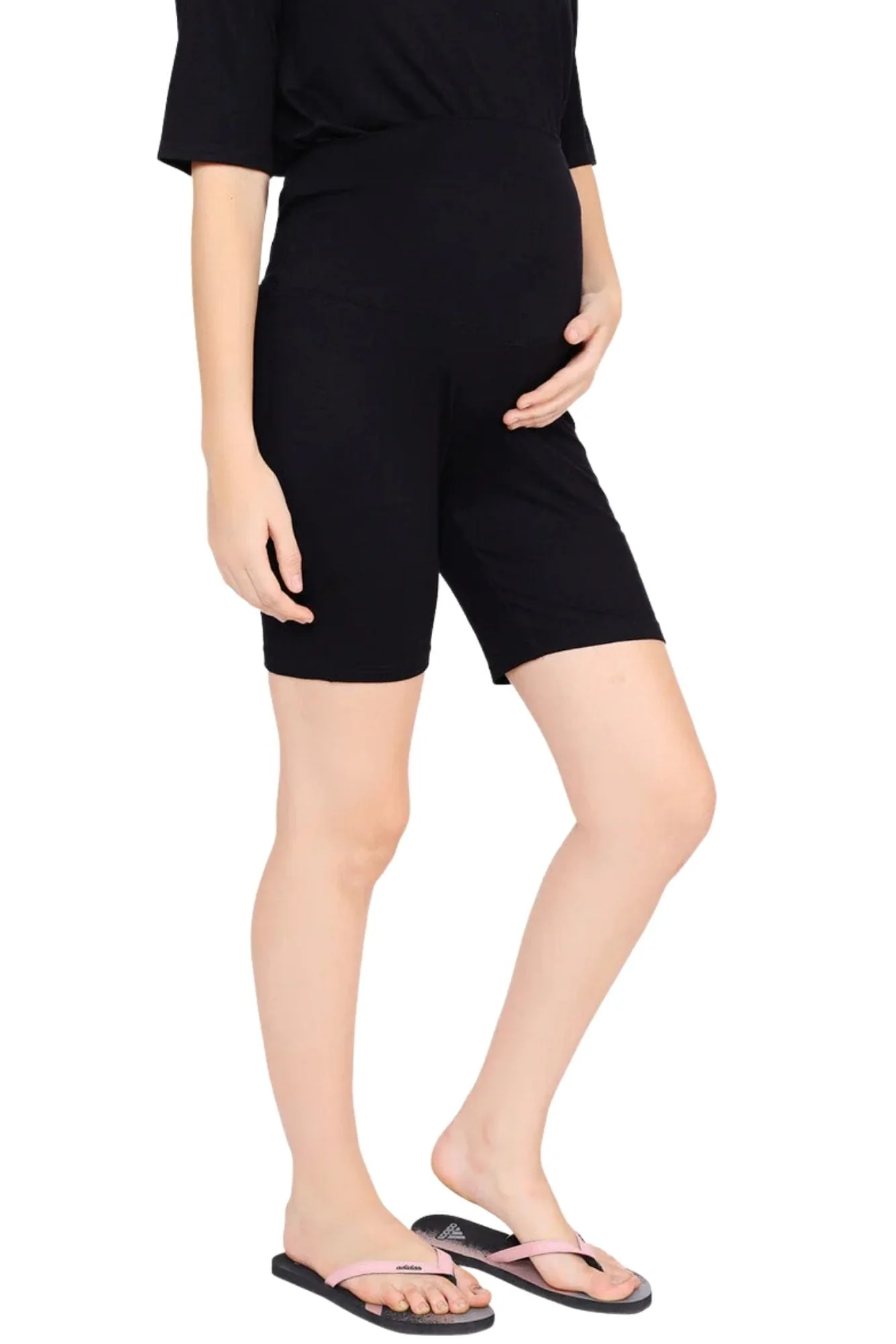 Comfy Black Over Bump Maternity Shorts (VISCOSE LYCRA) - Chenance