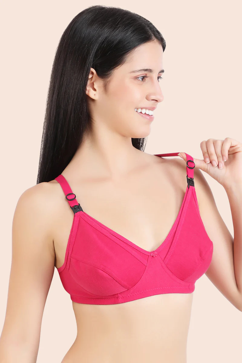 Momzjoy Tribe Fuchsia Pink Maternity & Nursing Bra - Chenance