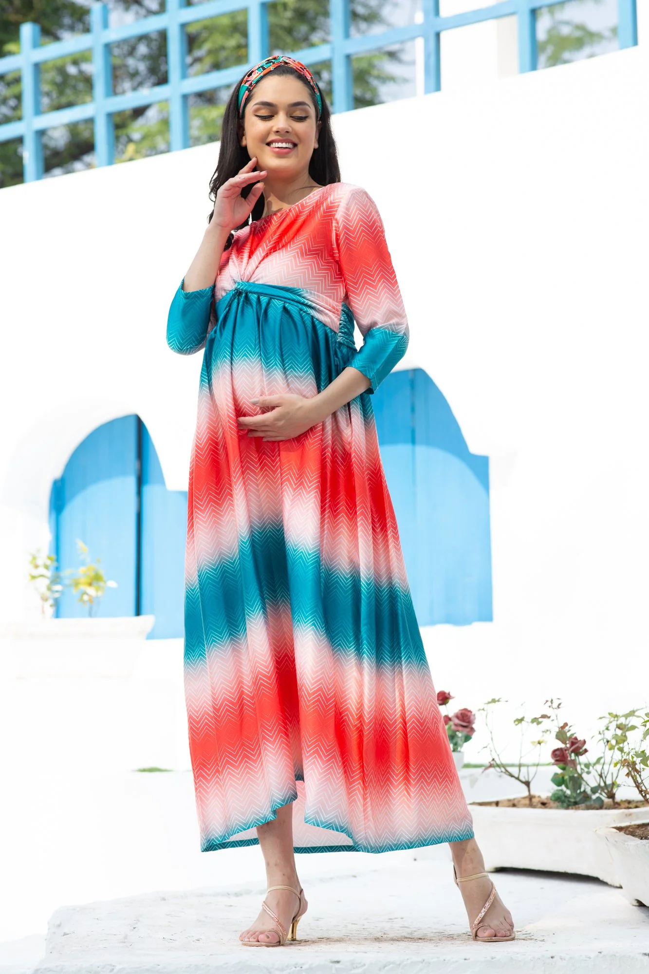 Luxe Nautical Ombre Maternity Knot Dress - Chenance