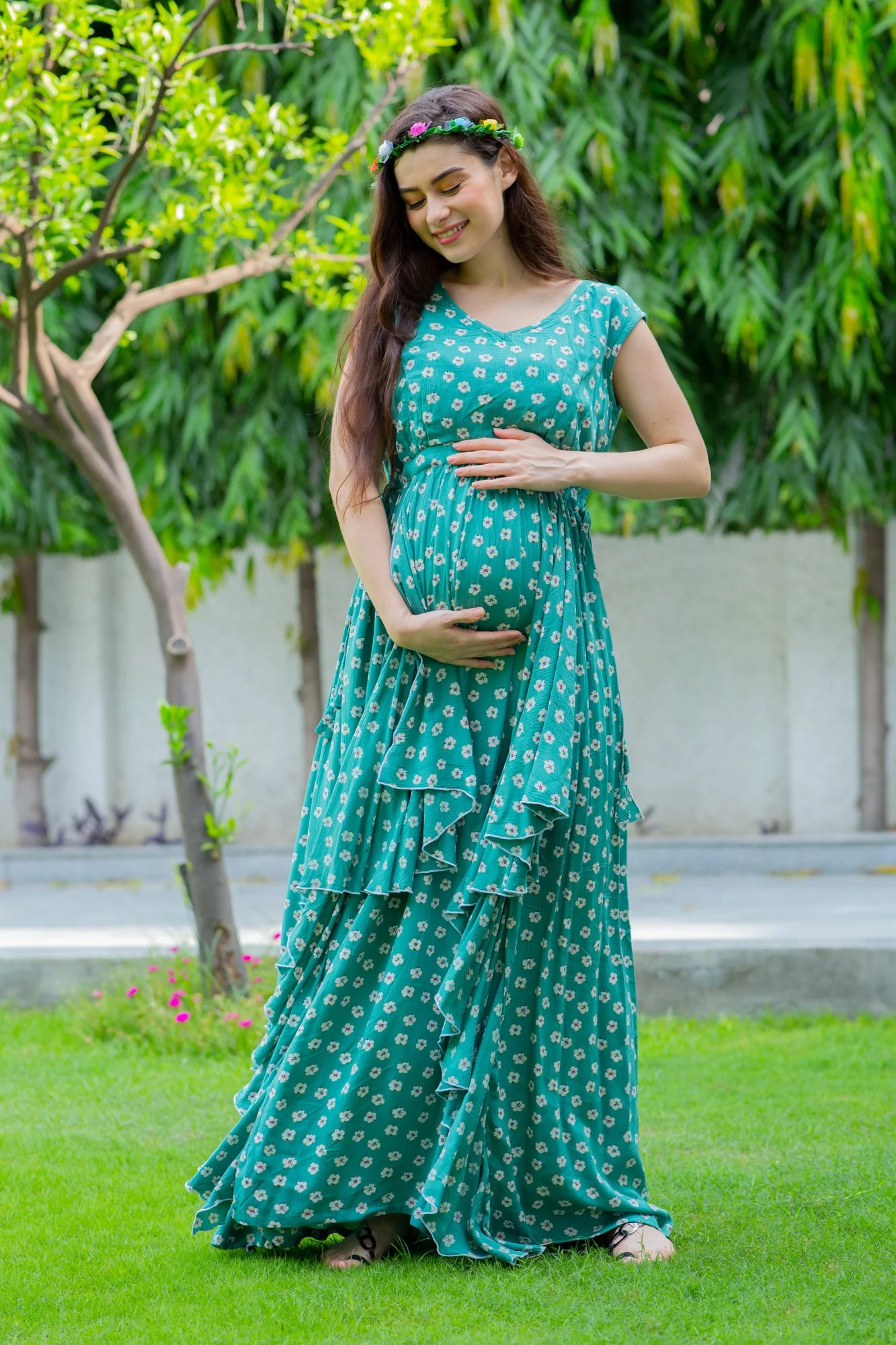 Forest Floral Maternity Flow Dress - Chenance