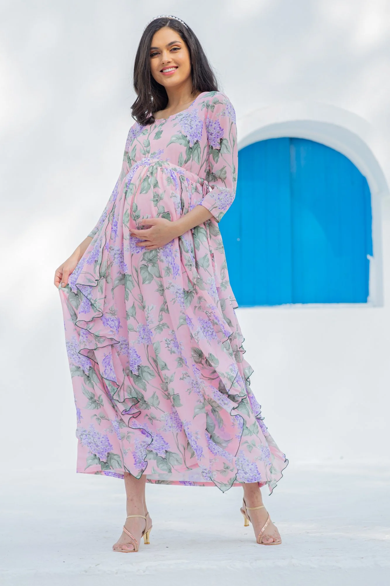 Serene Blossom Maternity & Nursing Flow Dress - Chenance