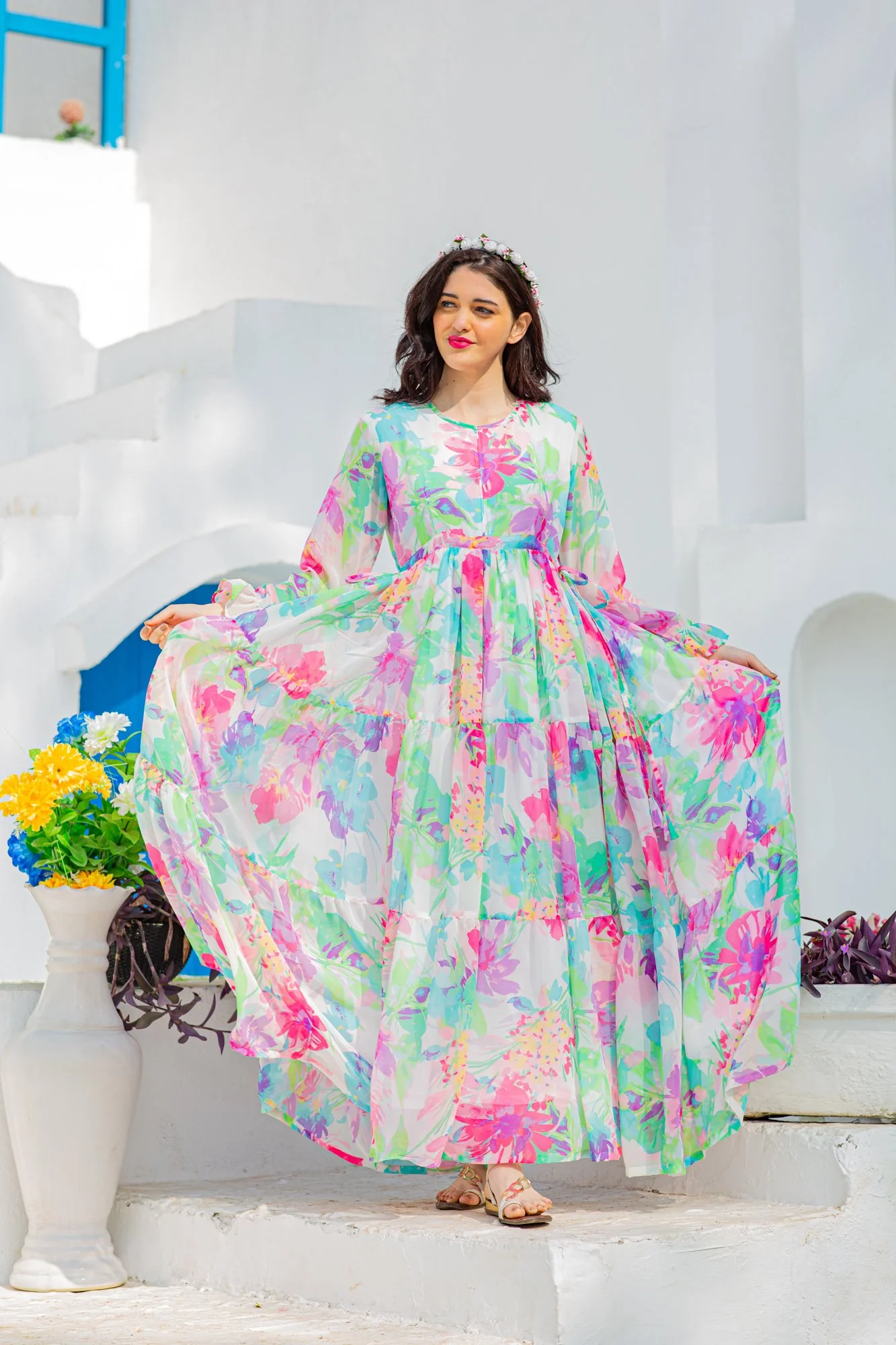 Calm Blossom Maternity & Nursing Layer Dress - Chenance