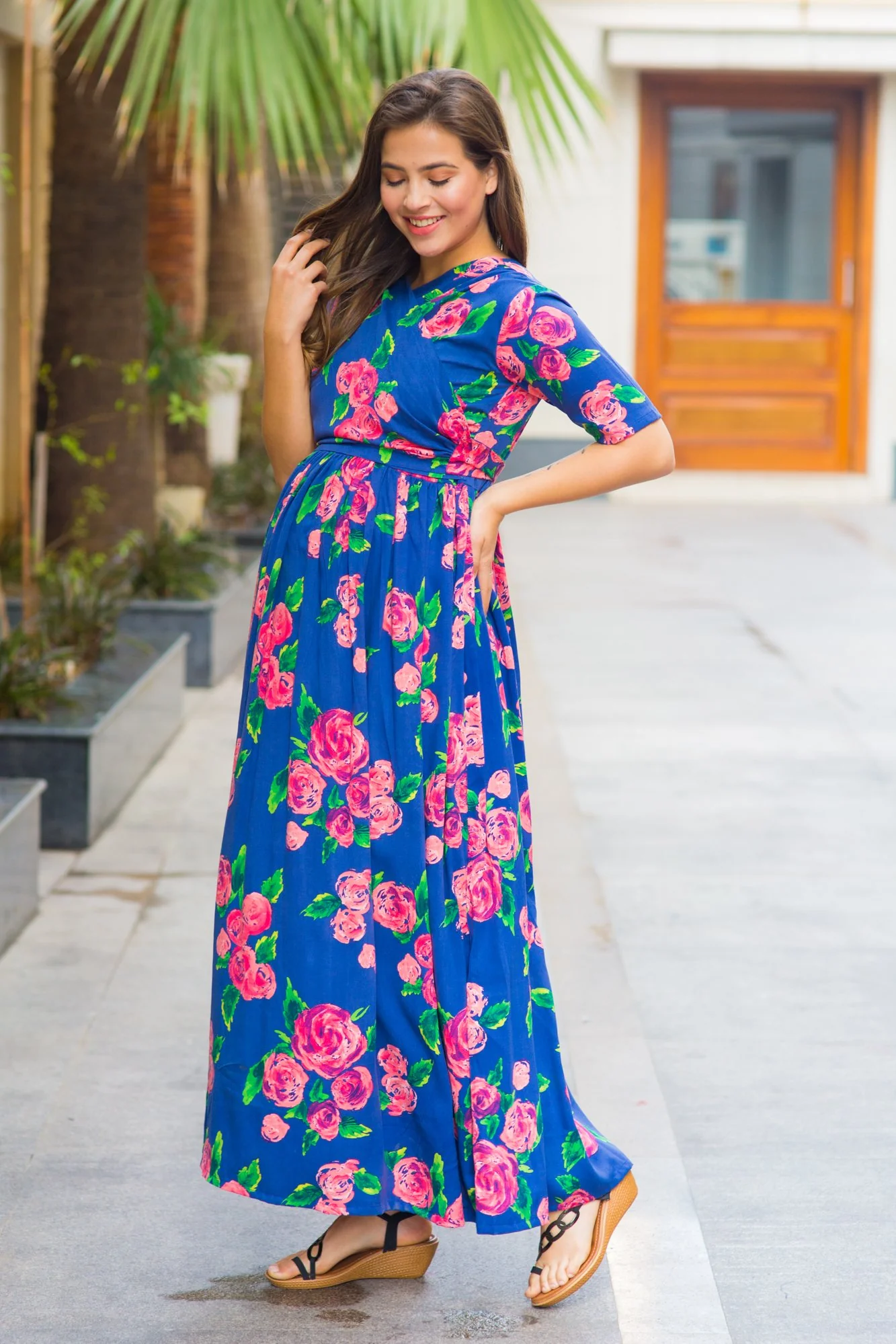 Rose Blossom Maternity & Nursing Wrap Dress - Chenance