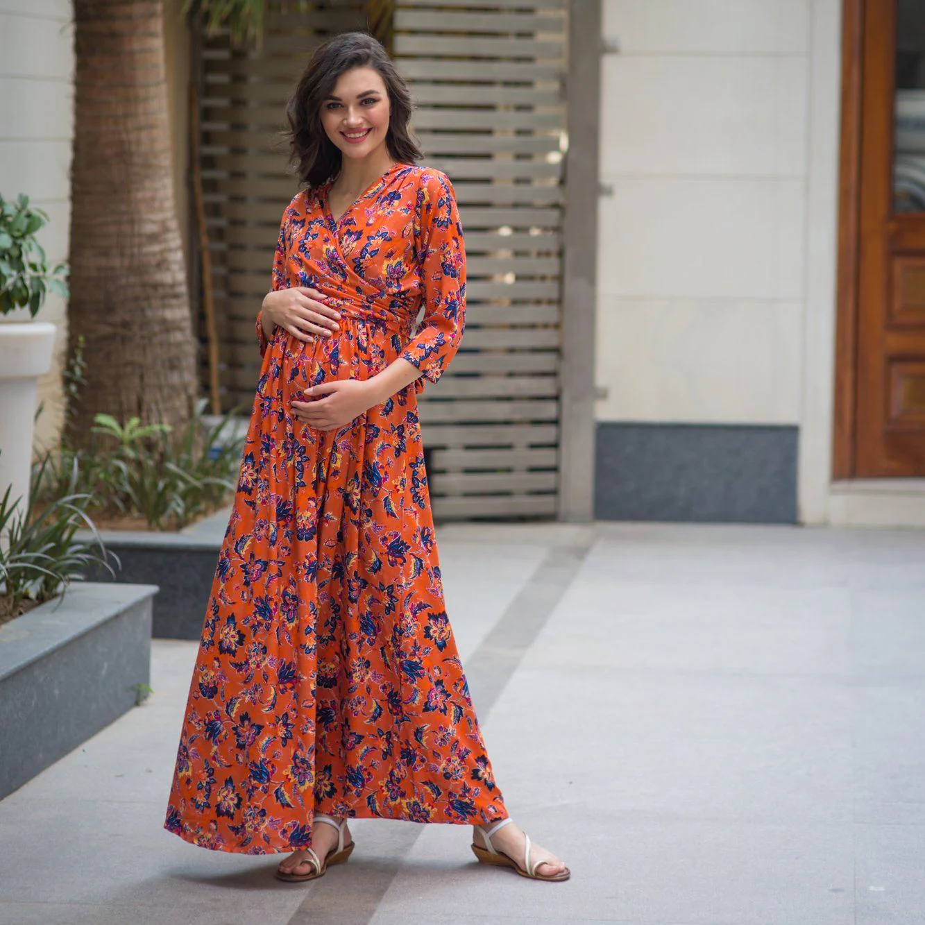 Amber Blossom Maternity & Nursing Wrap Dress - Chenance