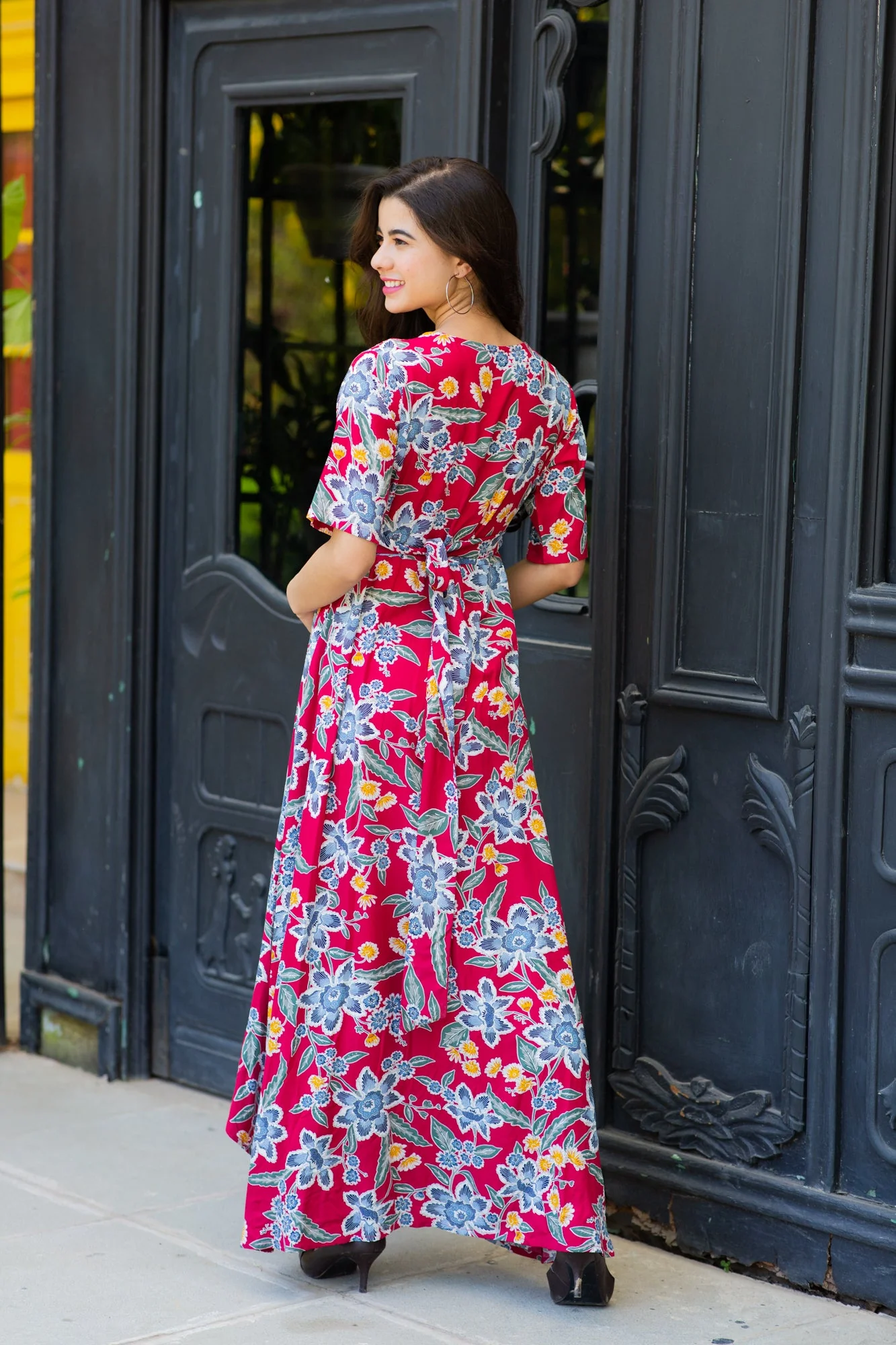 Scarlet Bloom Hi-Low Maternity & Nursing Wrap Dress - Chenance