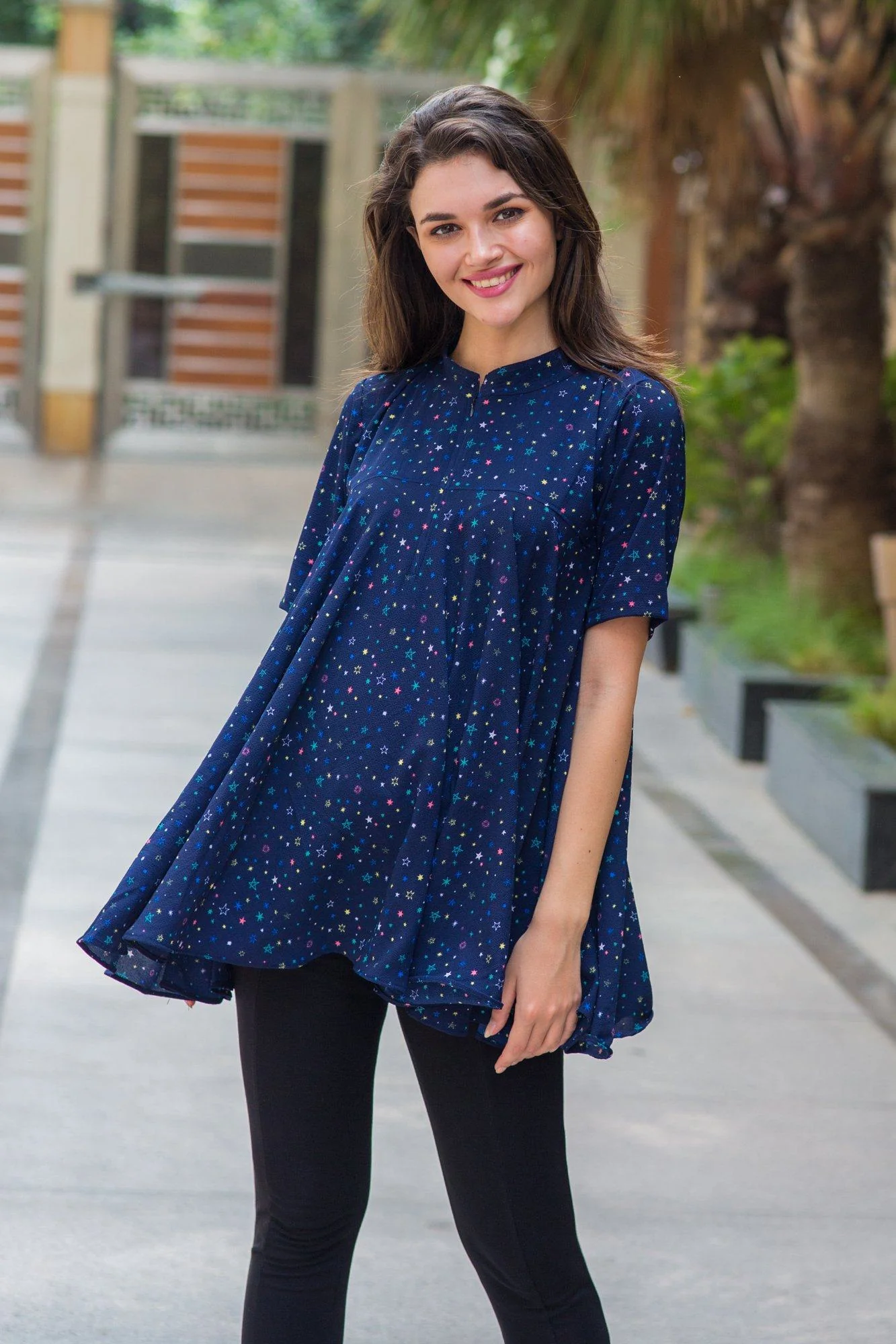 Sparkling Starry Flowing Nursing Top - Chenance