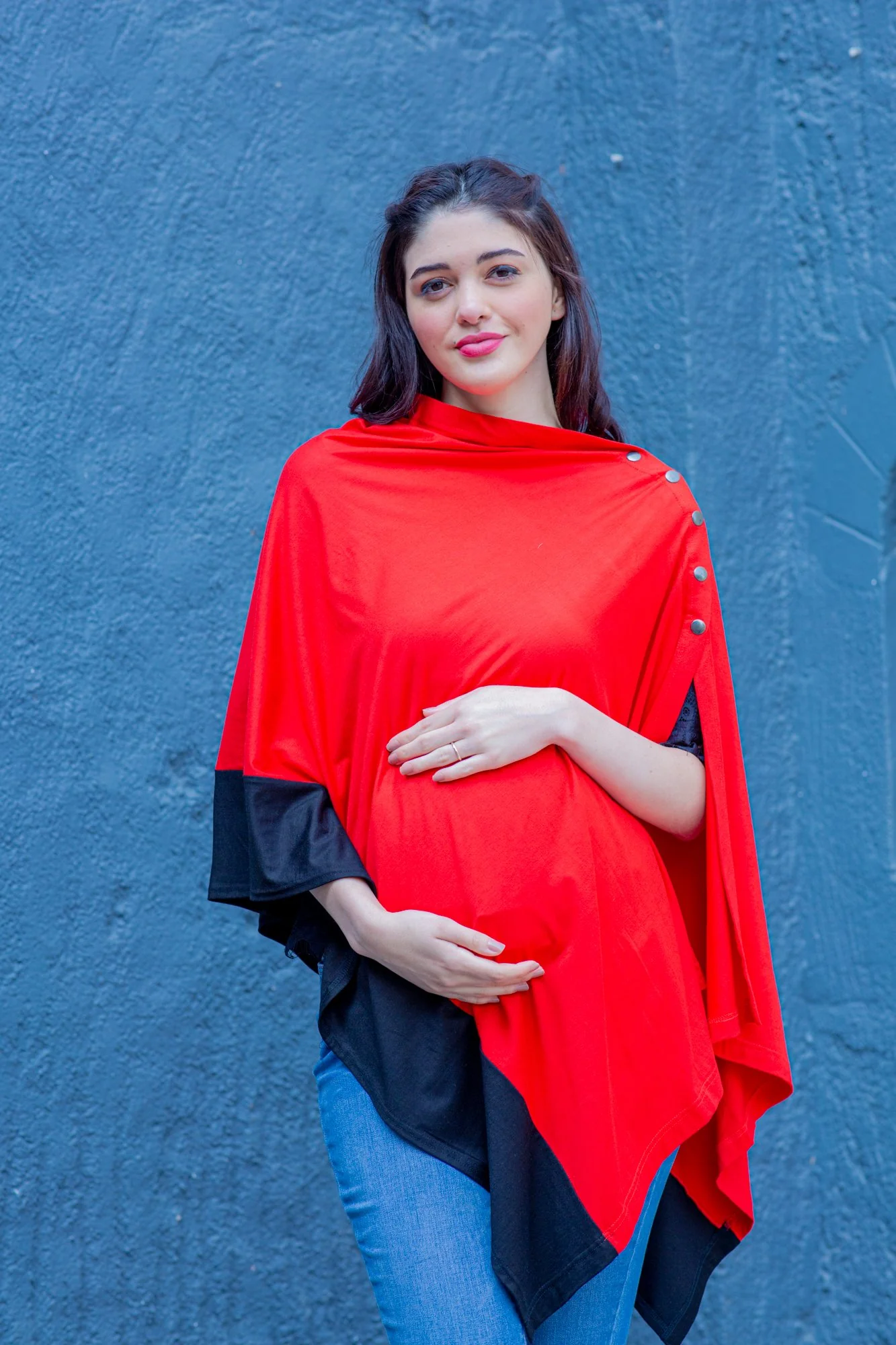 Merry Red Contrast Versatile Nursing Stole - Chenance
