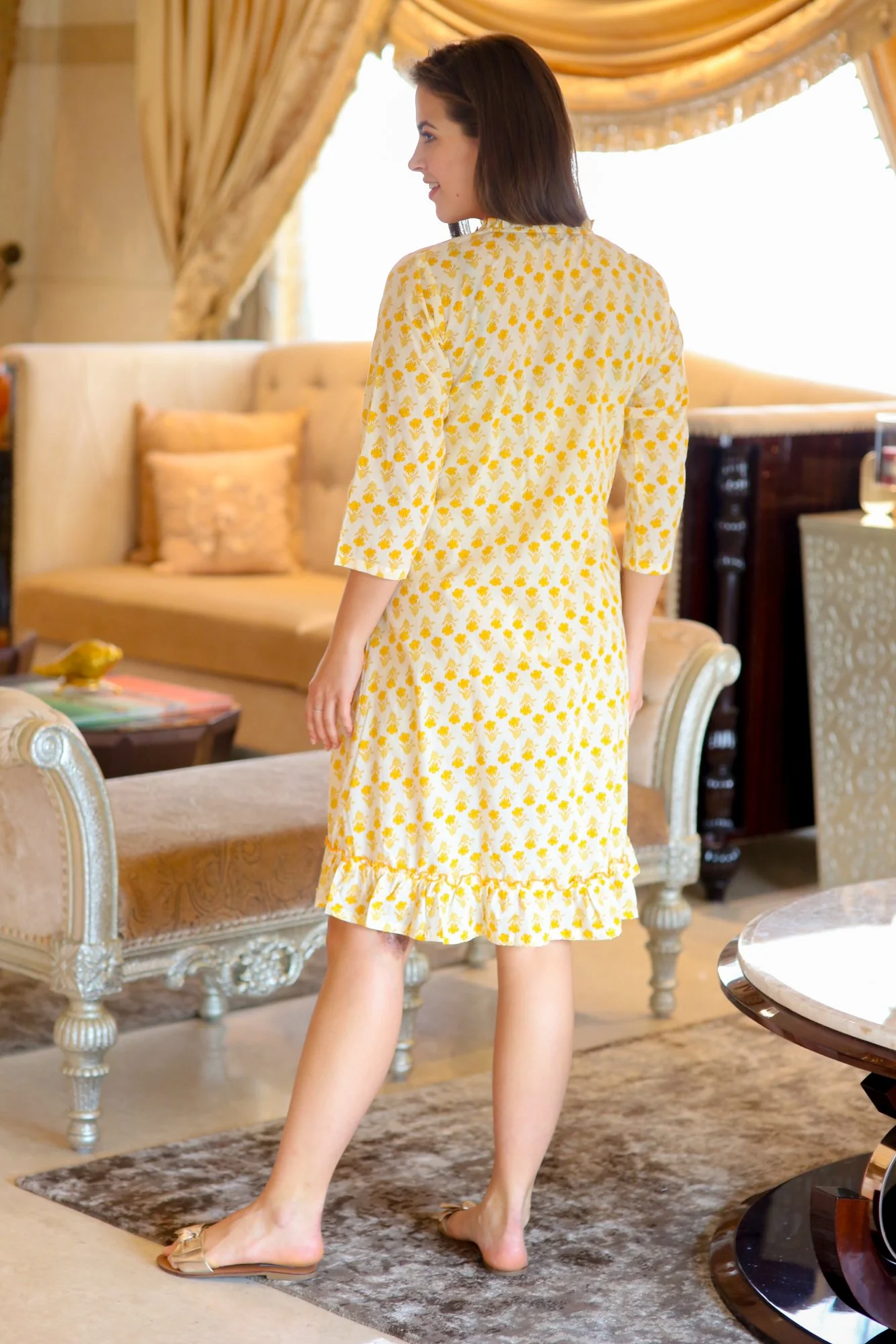 Yale Yellow Maternity & Nursing Night Dress - Chenance