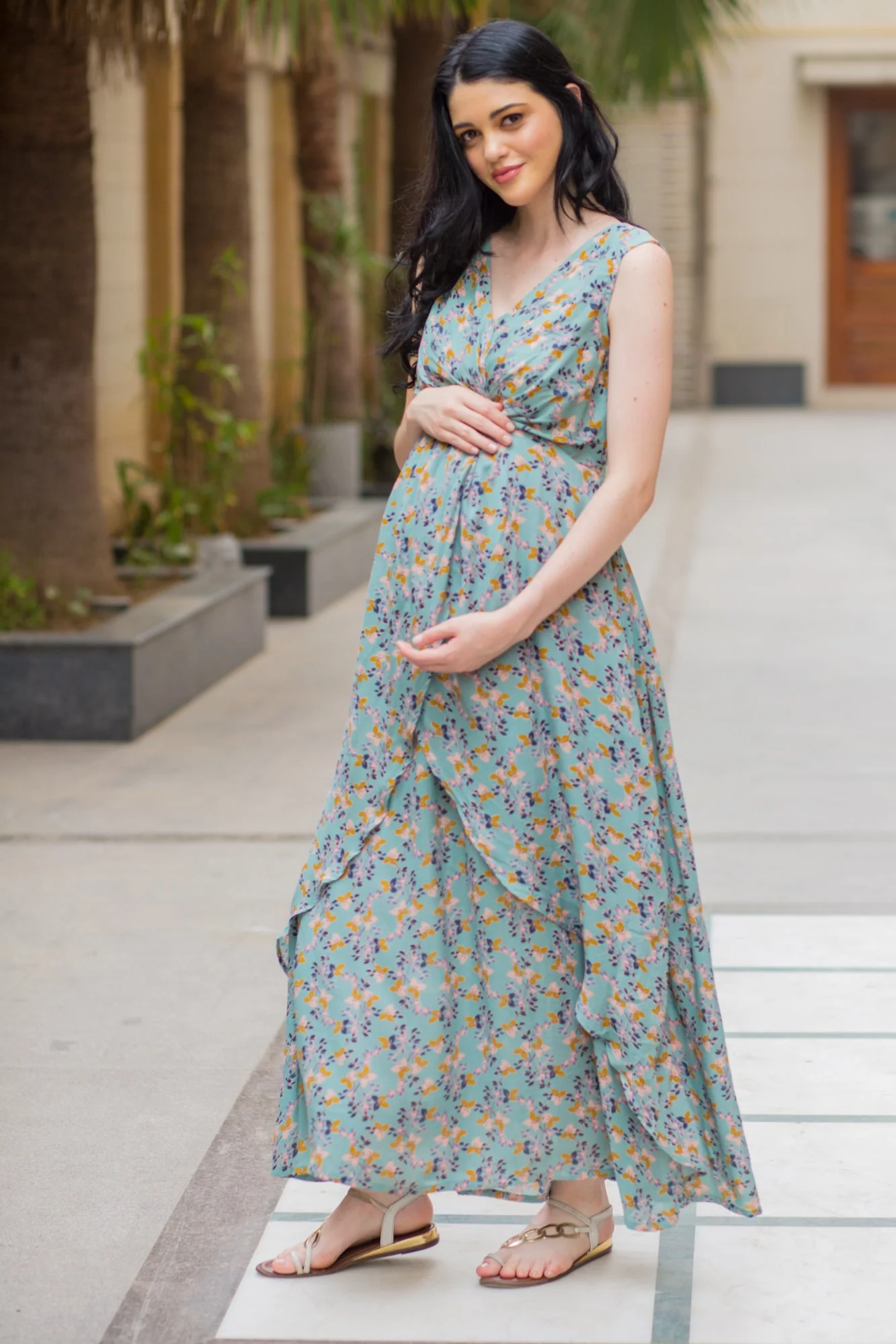 Unique Sage Green Maternity Dress - Chenance