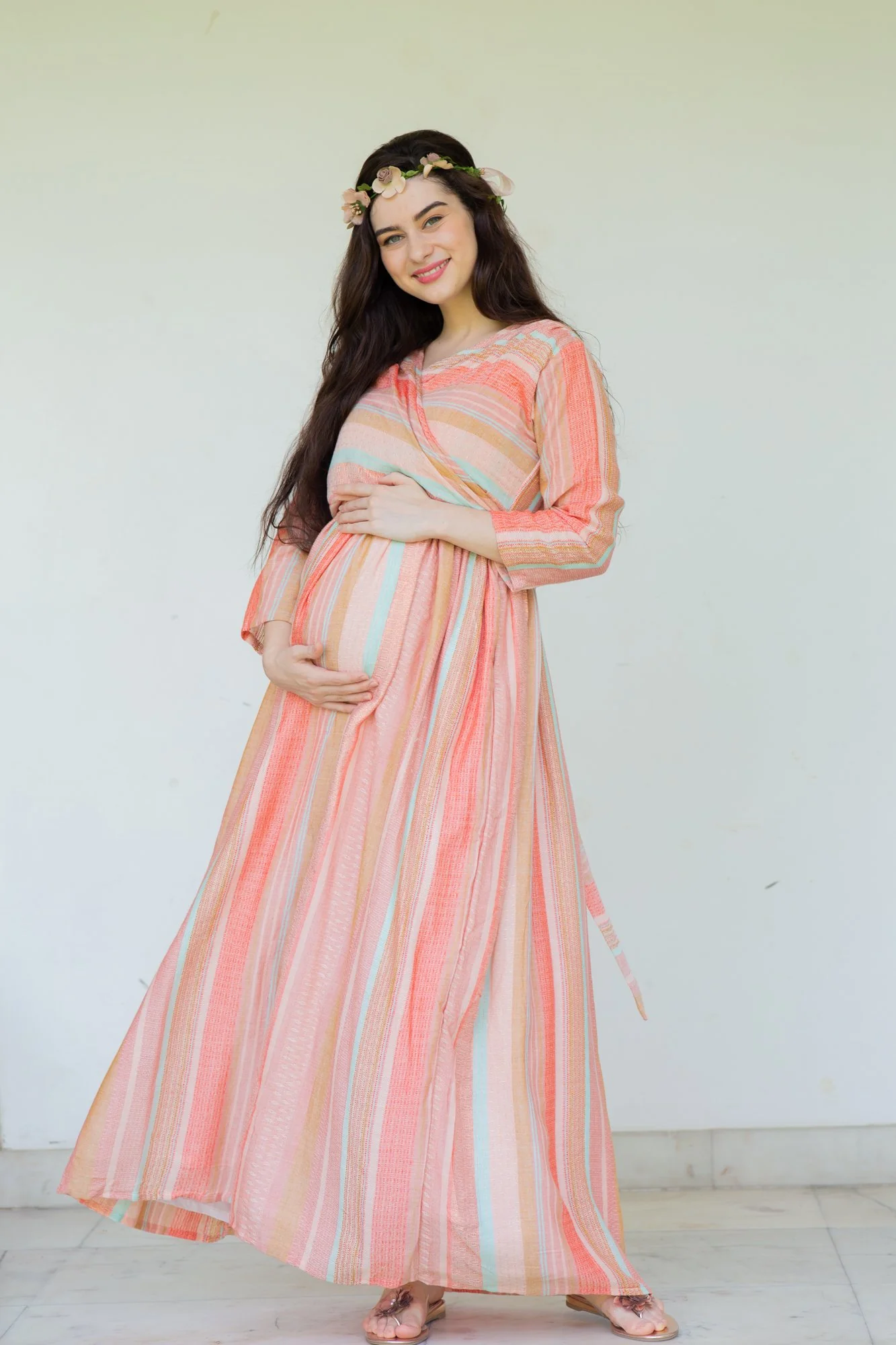 Striped Berry Maternity & Nursing Wrap Dress - Chenance