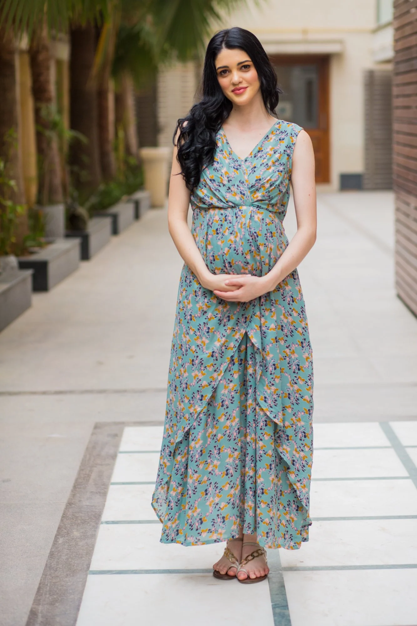 Unique Sage Green Maternity Dress - Chenance