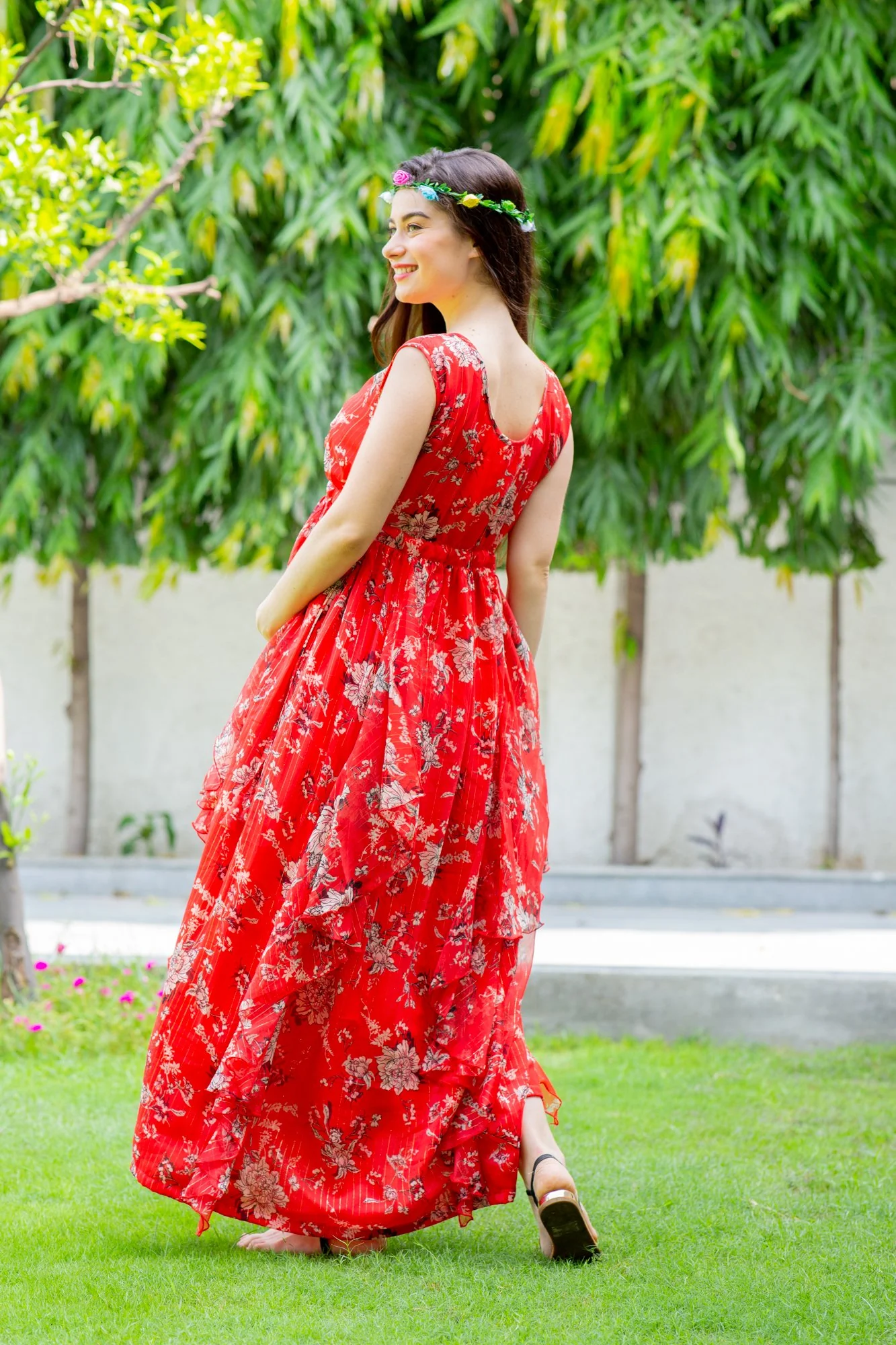 Luxe Tangerine Maternity Flow Dress - Chenance