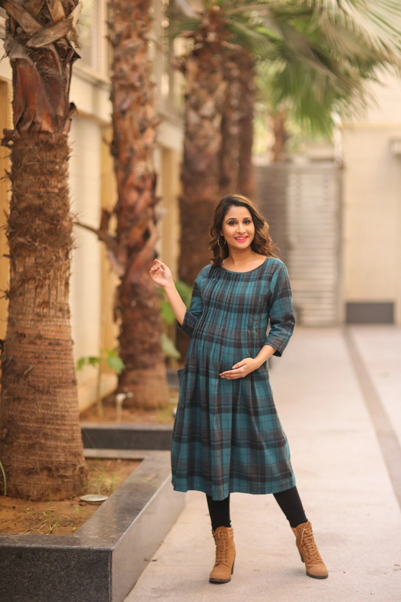 Forest Green Pintucks Nursing Dress - Chenance