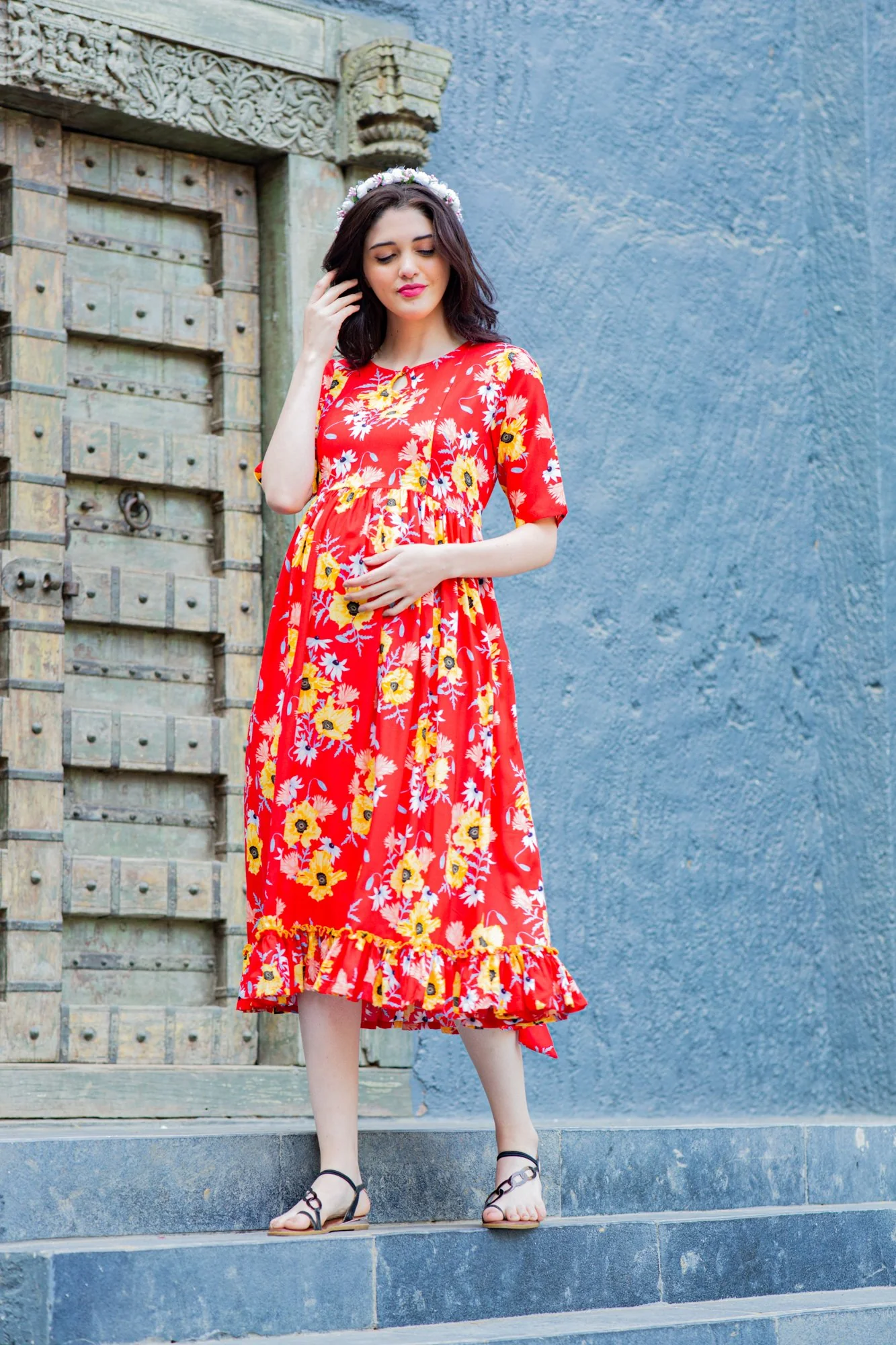 Candy Blossom Concealed Zips Nursing Dress - Chenance