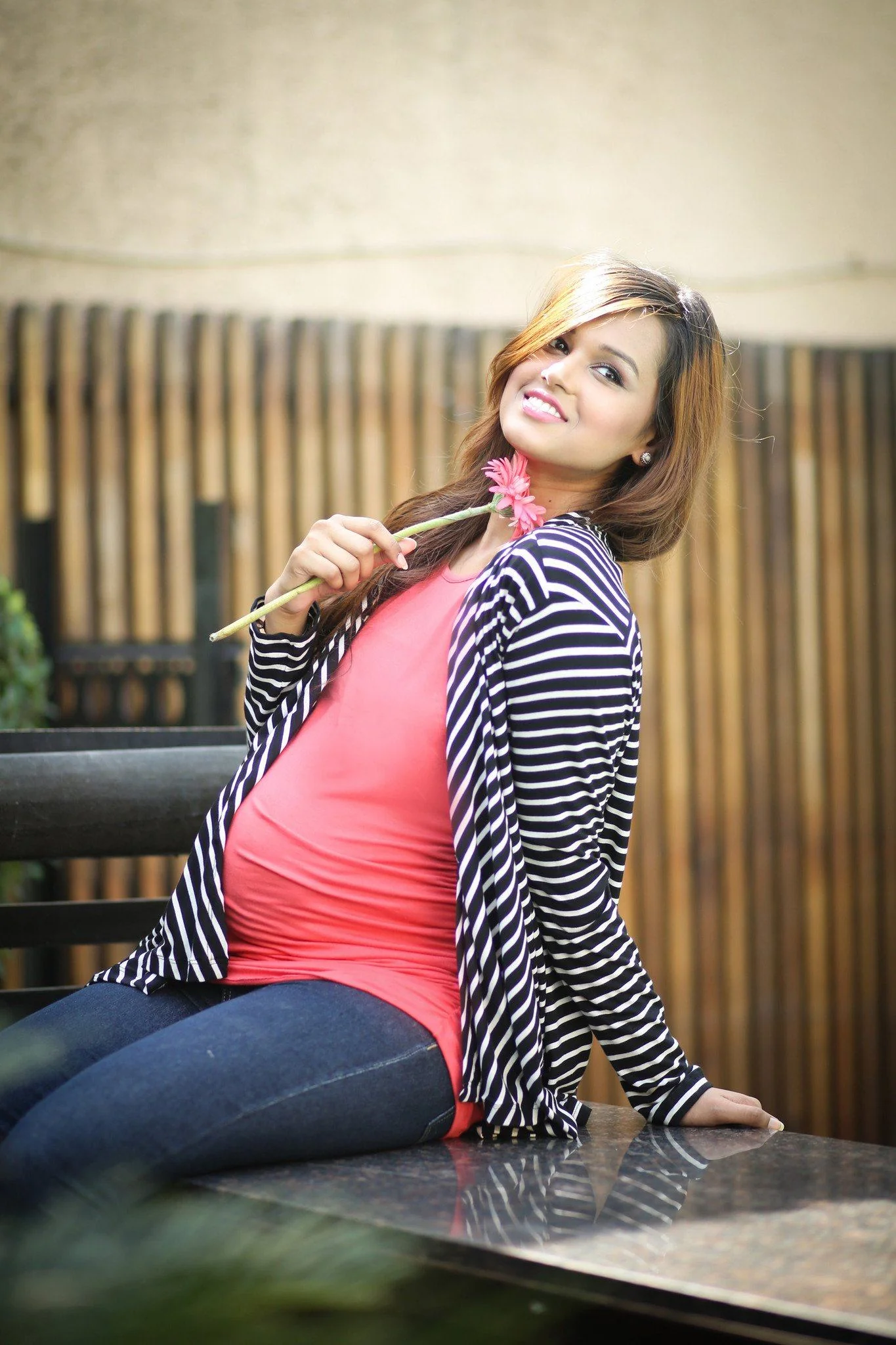 Nautical Striped Cascading Maternity Cover Up - Chenance