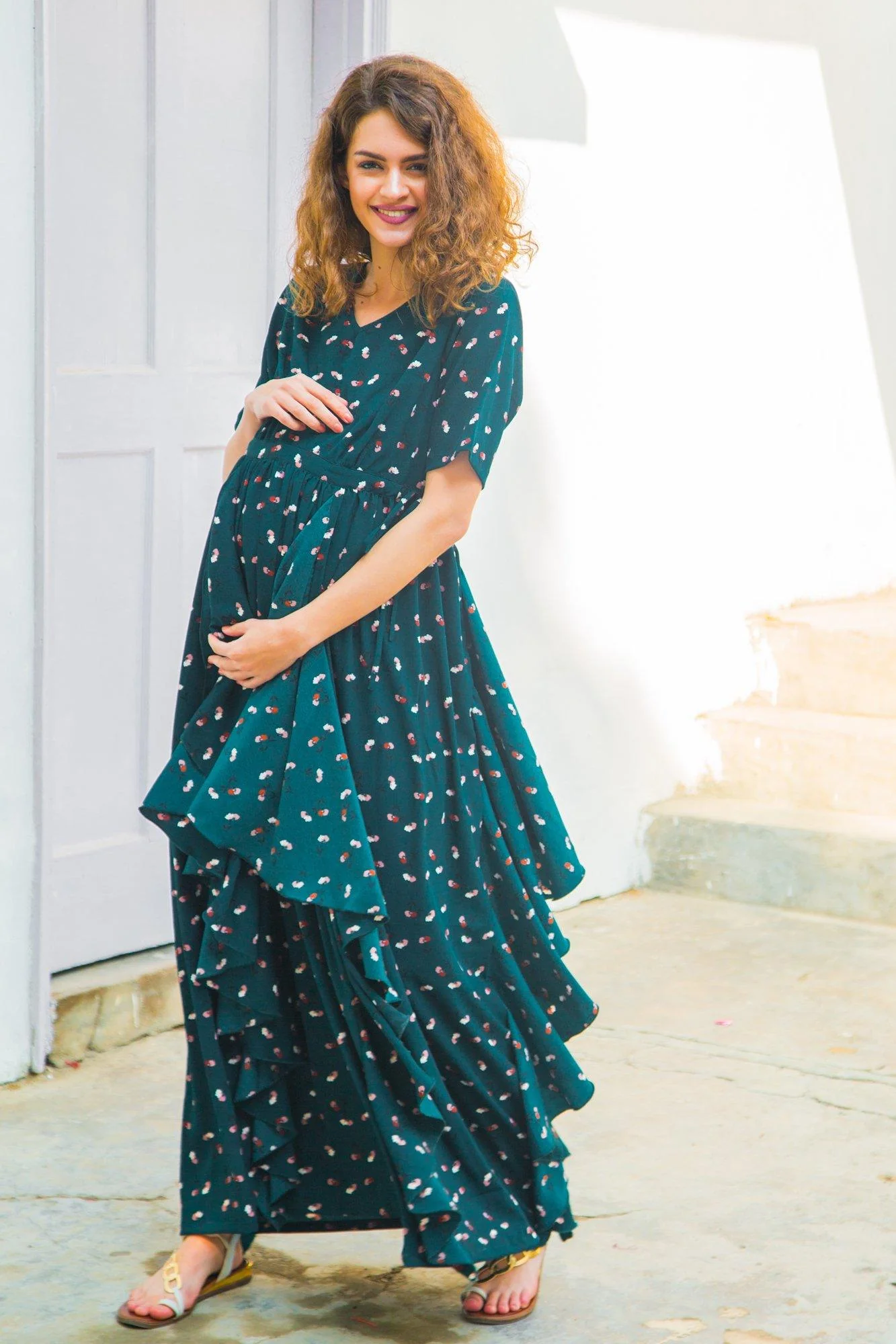 Jade Floral Luxe Maternity Flow Dress - Chenance
