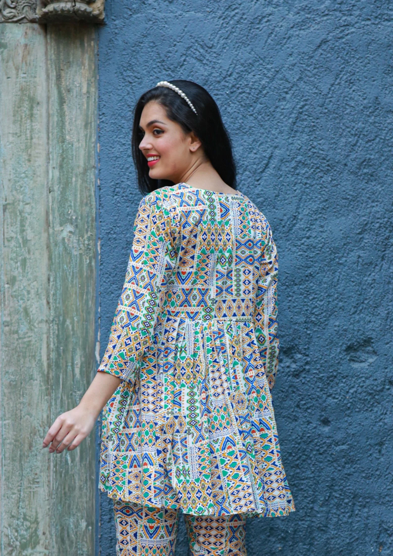 Serene Abstract Comfy White Maternity & Nursing Top - Chenance