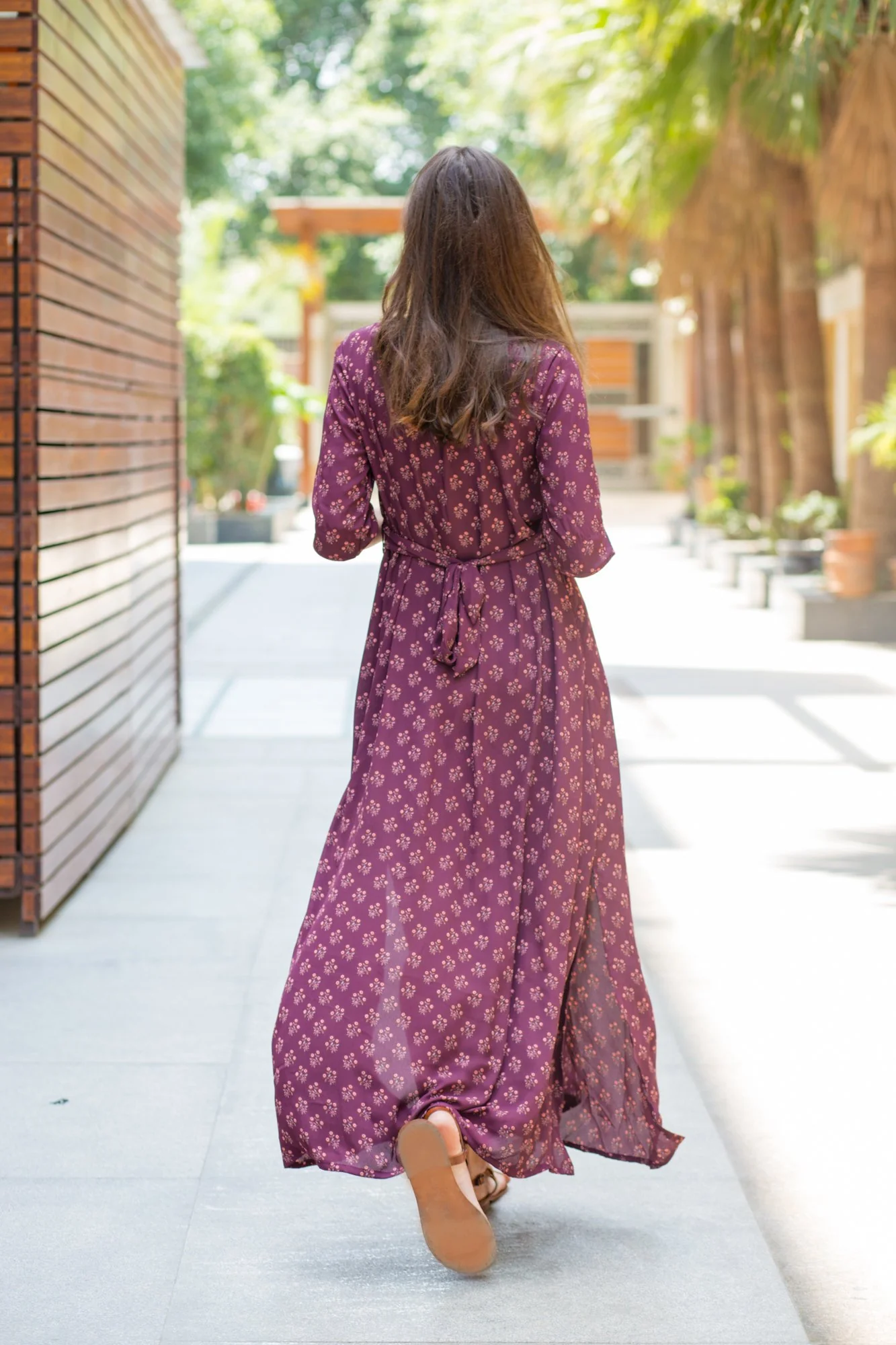 Merlot Side Slit Concealed Zips Feeding Dress - Chenance