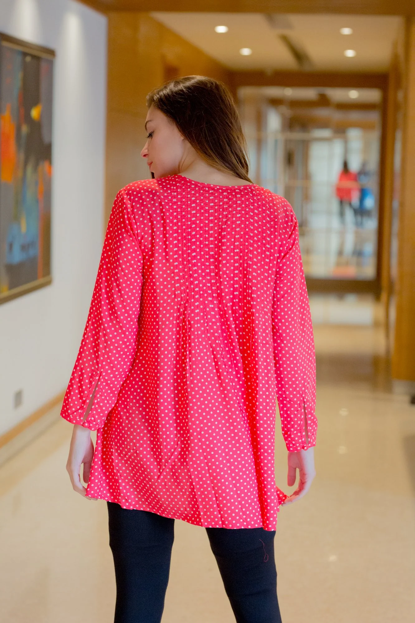 Red Polka Pintucks Maternity & Nursing Top - Chenance