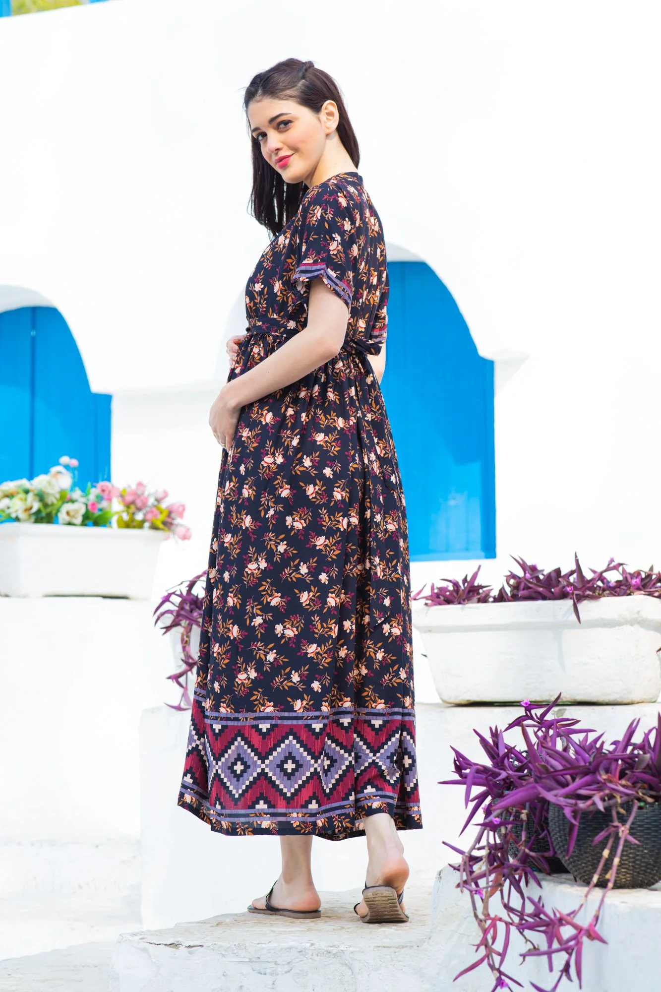 Jade Floral Maternity & Nursing Kurta Dress - Chenance