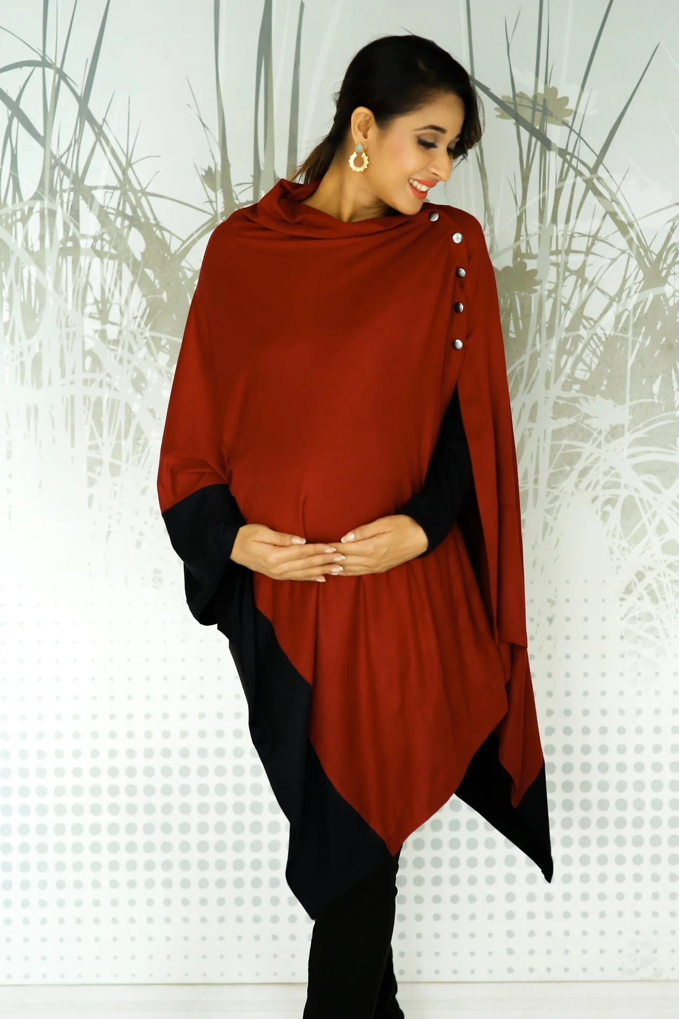Stretchable Rust Maroon Versatile Nursing Stole - Chenance