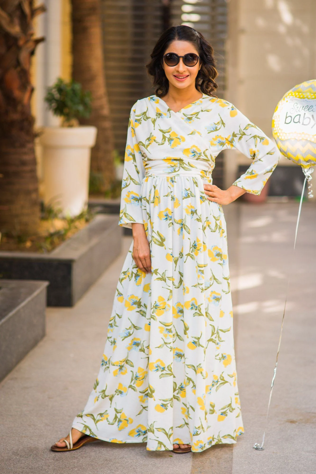 Pearly White Orchid Maternity & Nursing Wrap Dress - Chenance