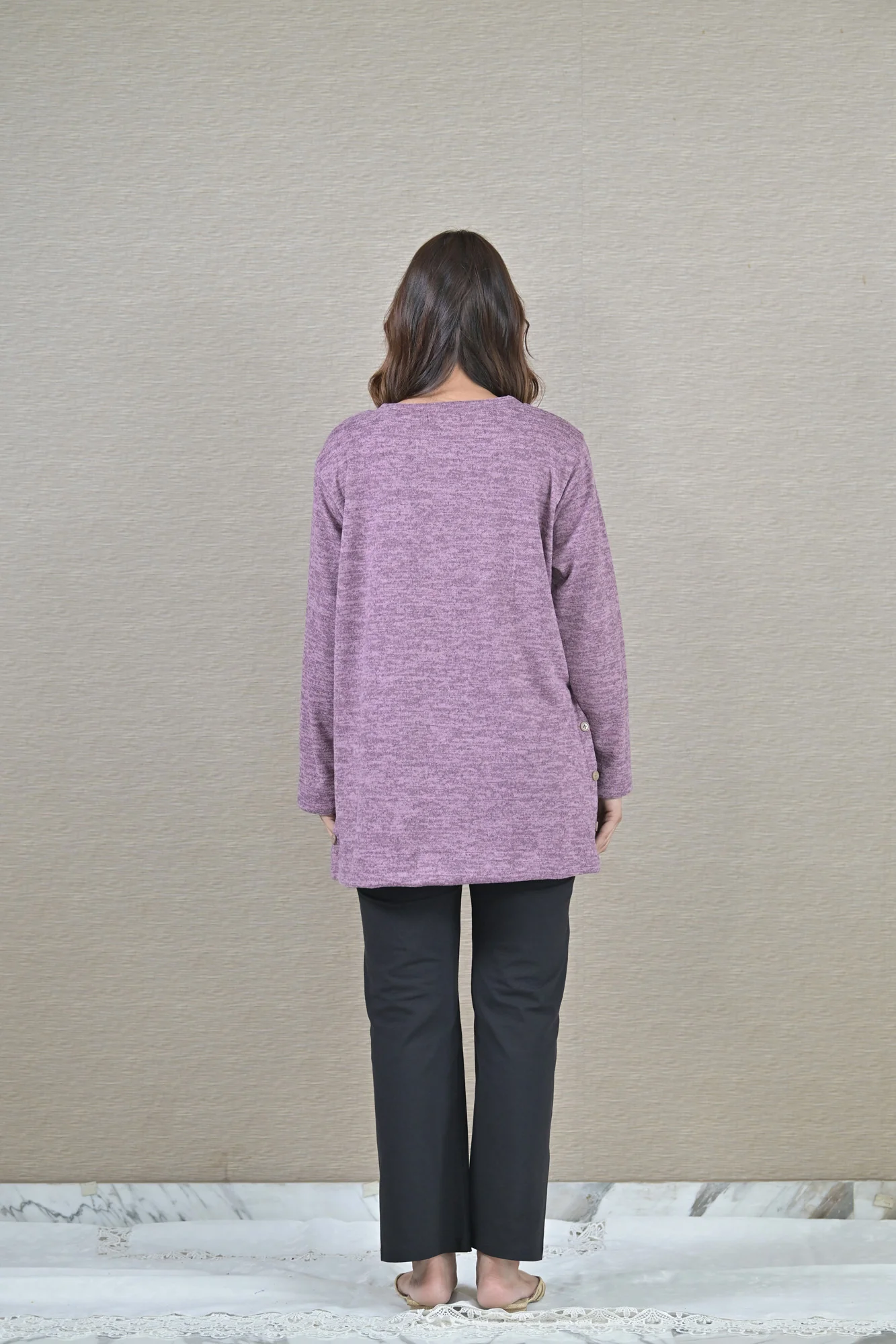 Mauve Maternity & Nursing Side-Slit Sweater Winter Top - Chenance